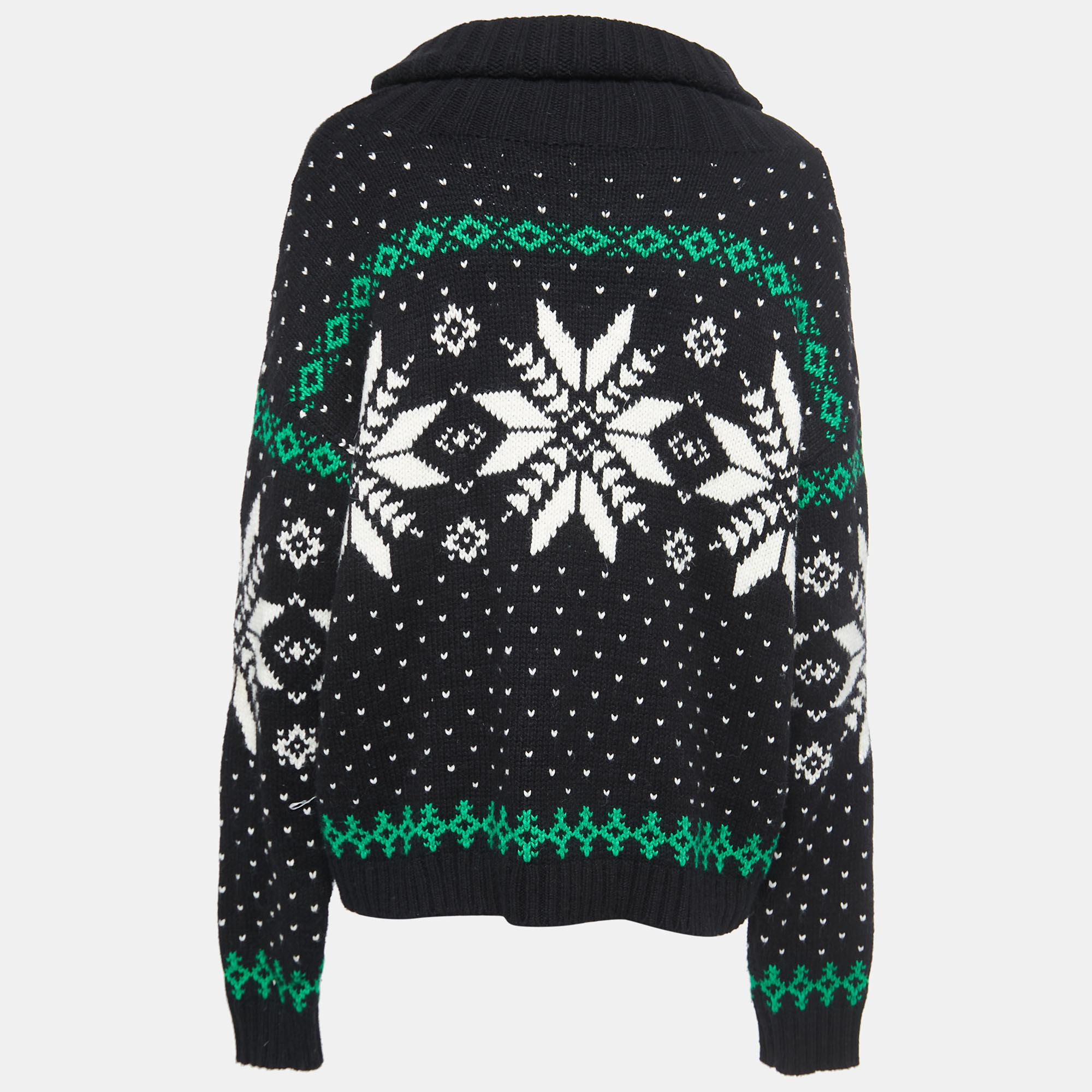 

Polo Ralph Lauren Black Snow Flake Patterned Knit Turtle Neck Sweater