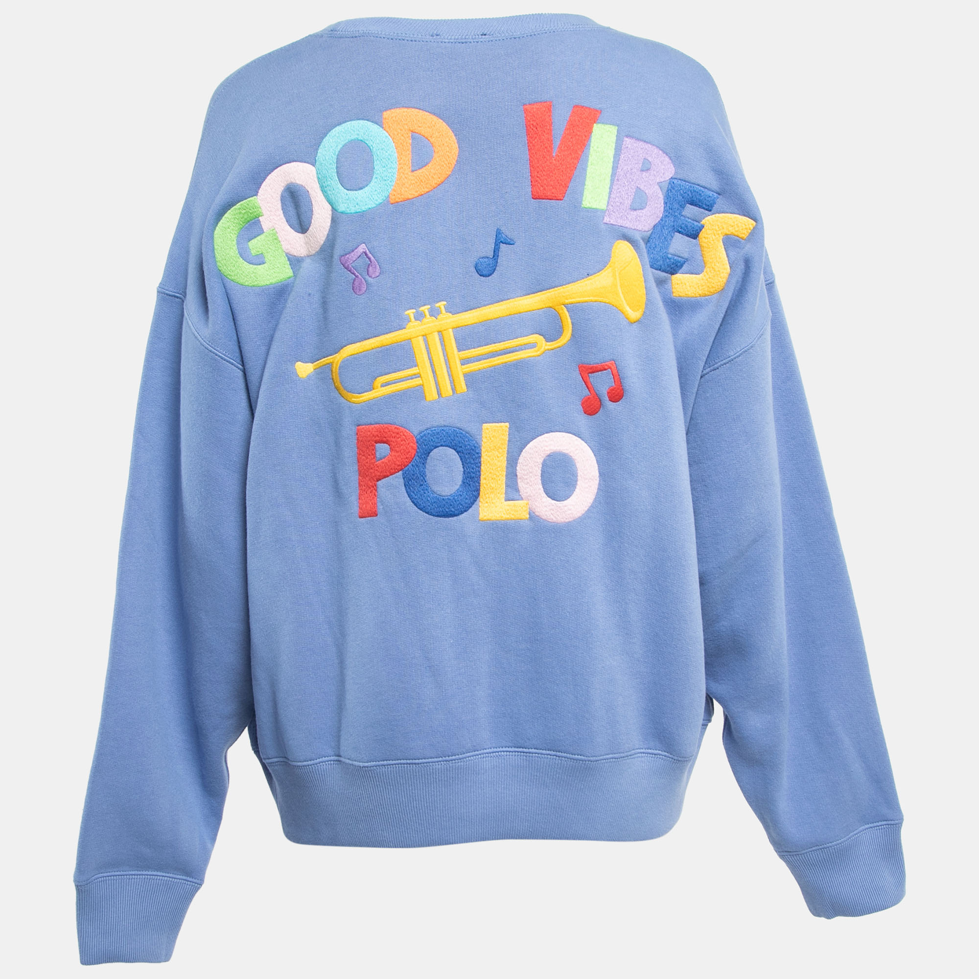 

Polo Ralph Lauren Blue Cotton Good Vibes Embroidered Sweatshirt