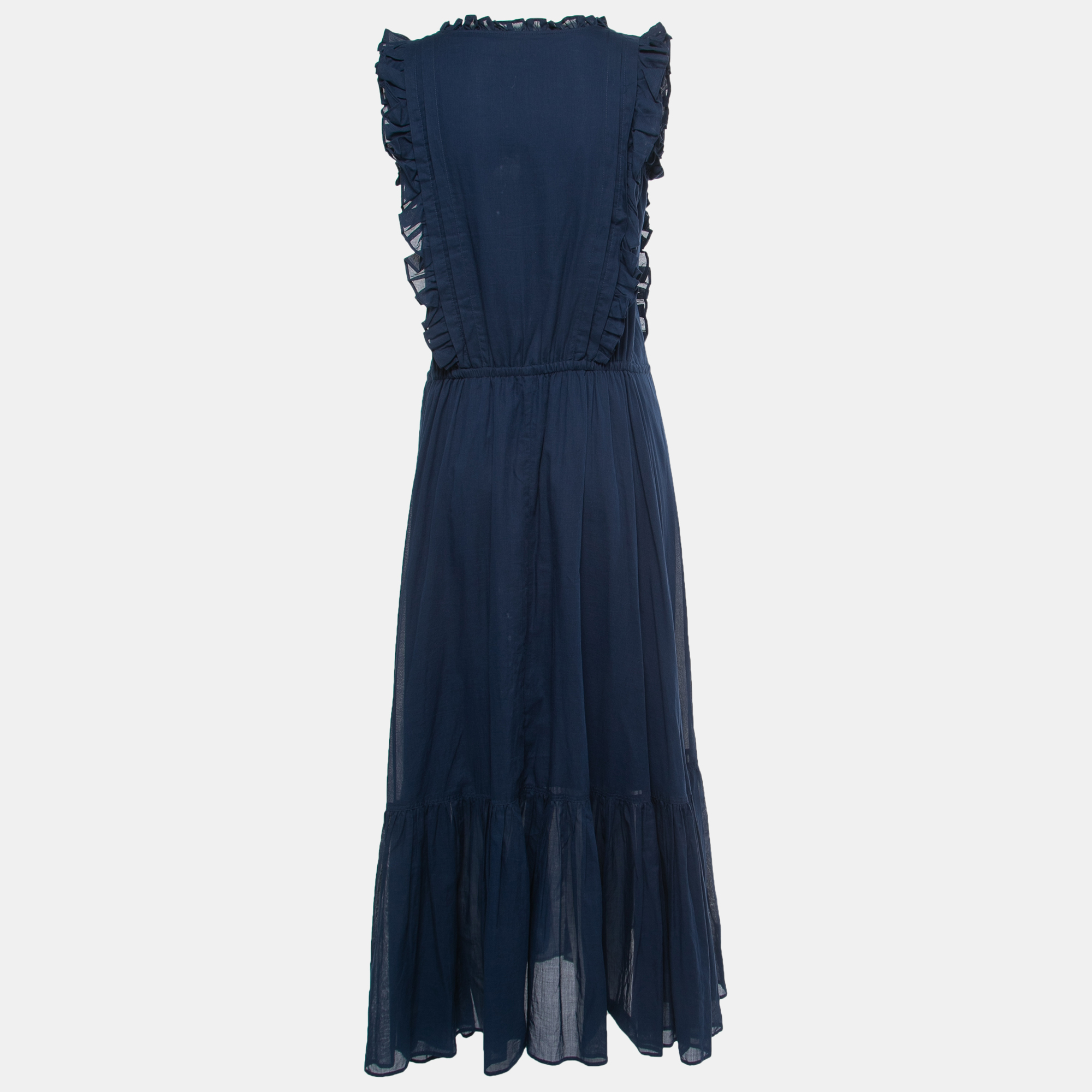 

Polo Ralph Lauren Blue Cotton Sleeveless Ruffled Maxi Dress