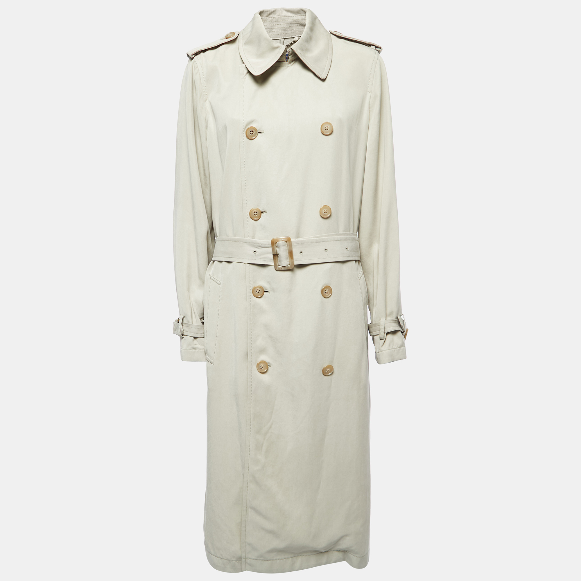 Pre-owned Polo Ralph Lauren Beige Lyocell Trench Coat Xl | ModeSens