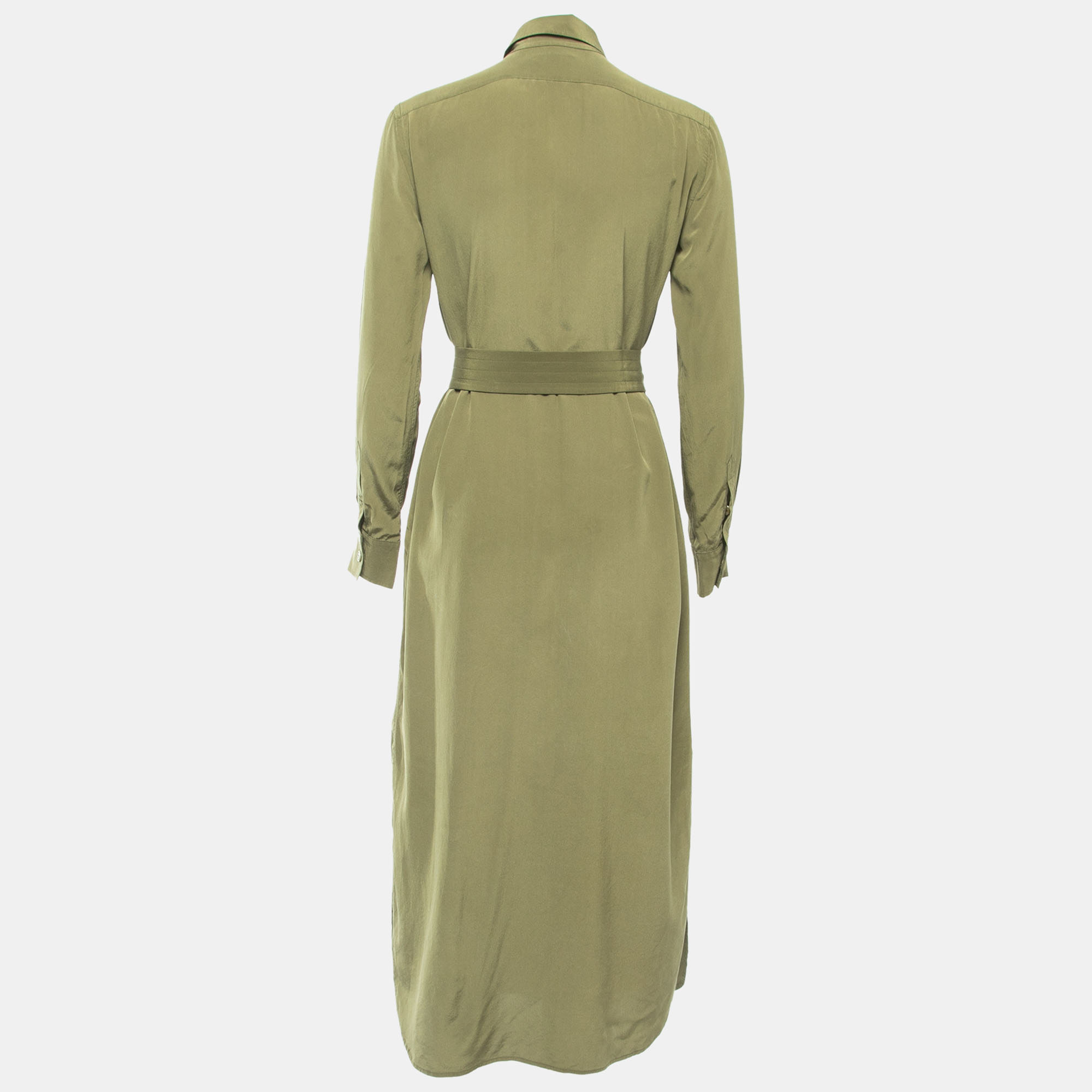 

Polo Ralph Lauren Green Silk Button Front Belted Midi Dress