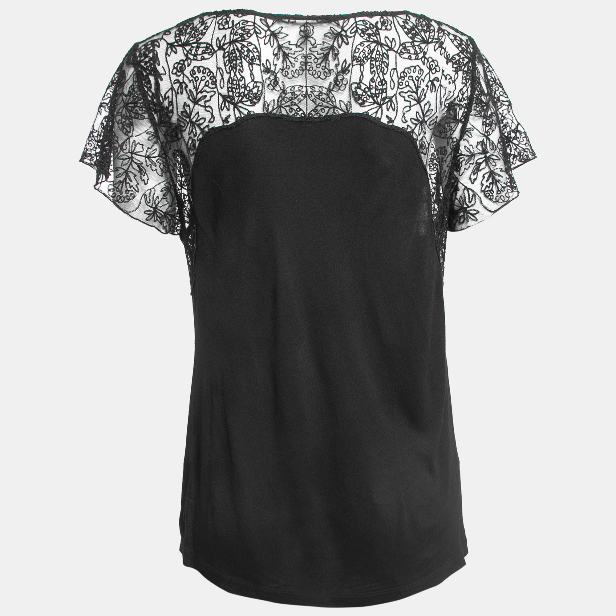 

Polo Ralph Lauren Black Knit Lace Detail Short Sleeve Top