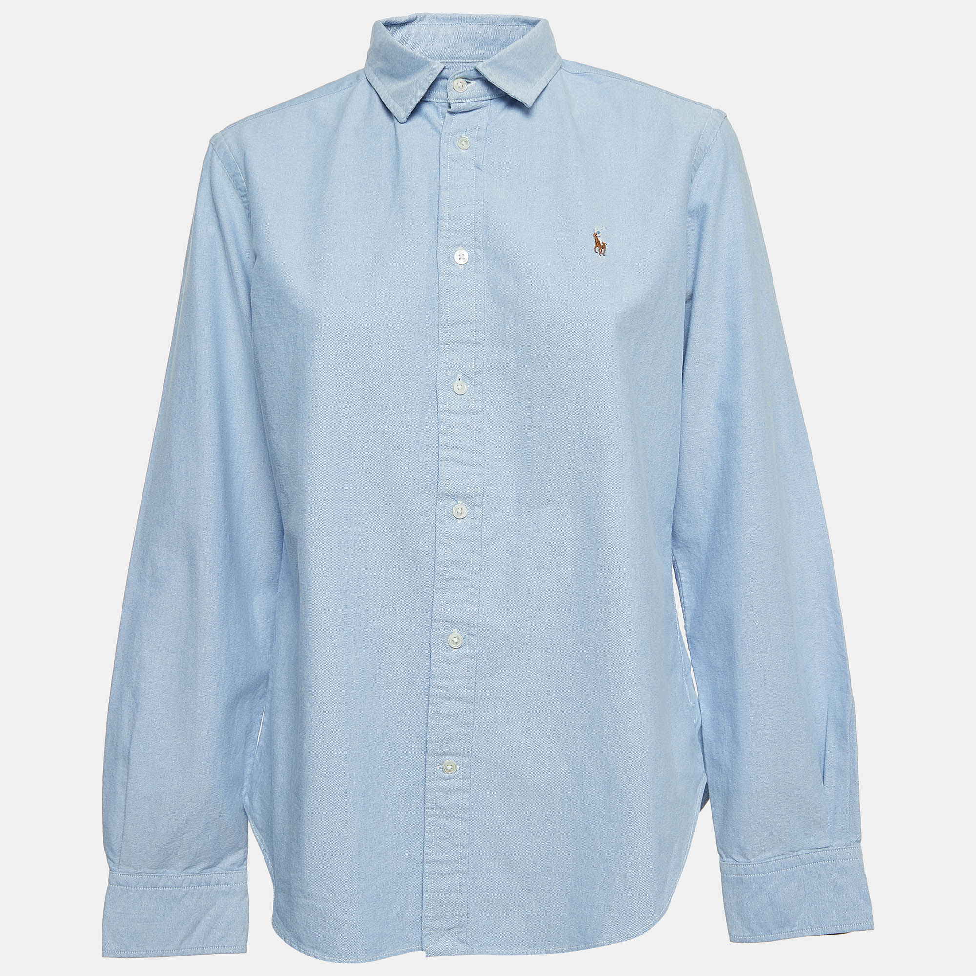 

Polo Ralph Lauren Blue Logo Embroidered Cotton Button Front Shirt