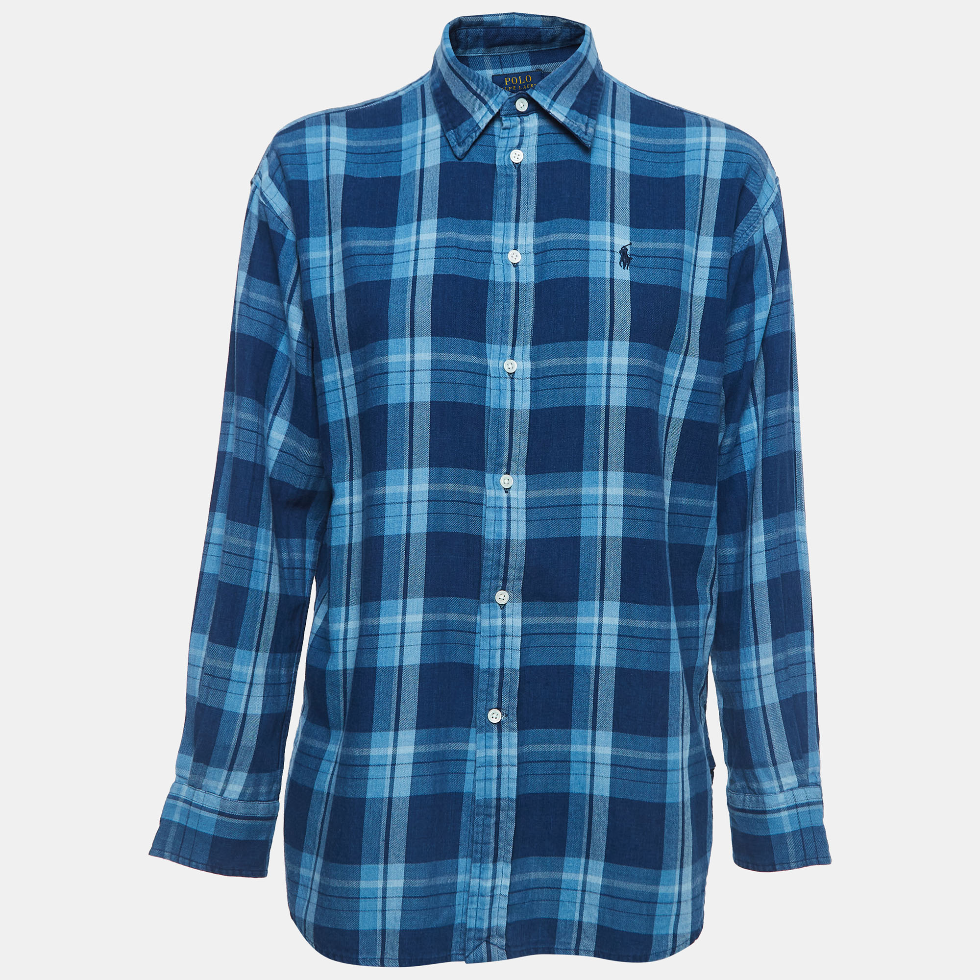 

Polo Ralph Lauren Blue Plaid Cotton Button Front Full Sleeve Shirt