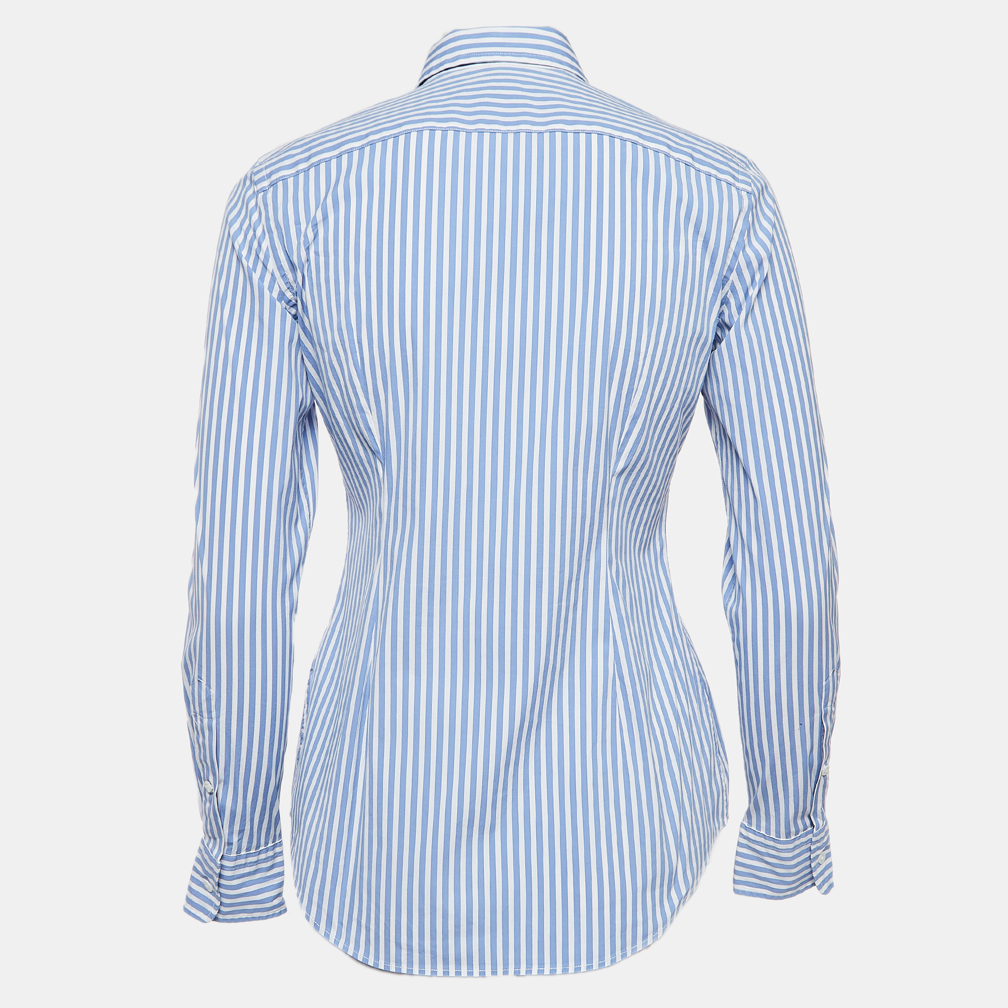 

Polo Ralph Lauren Blue Striped Cotton Slim Stretch Shirt