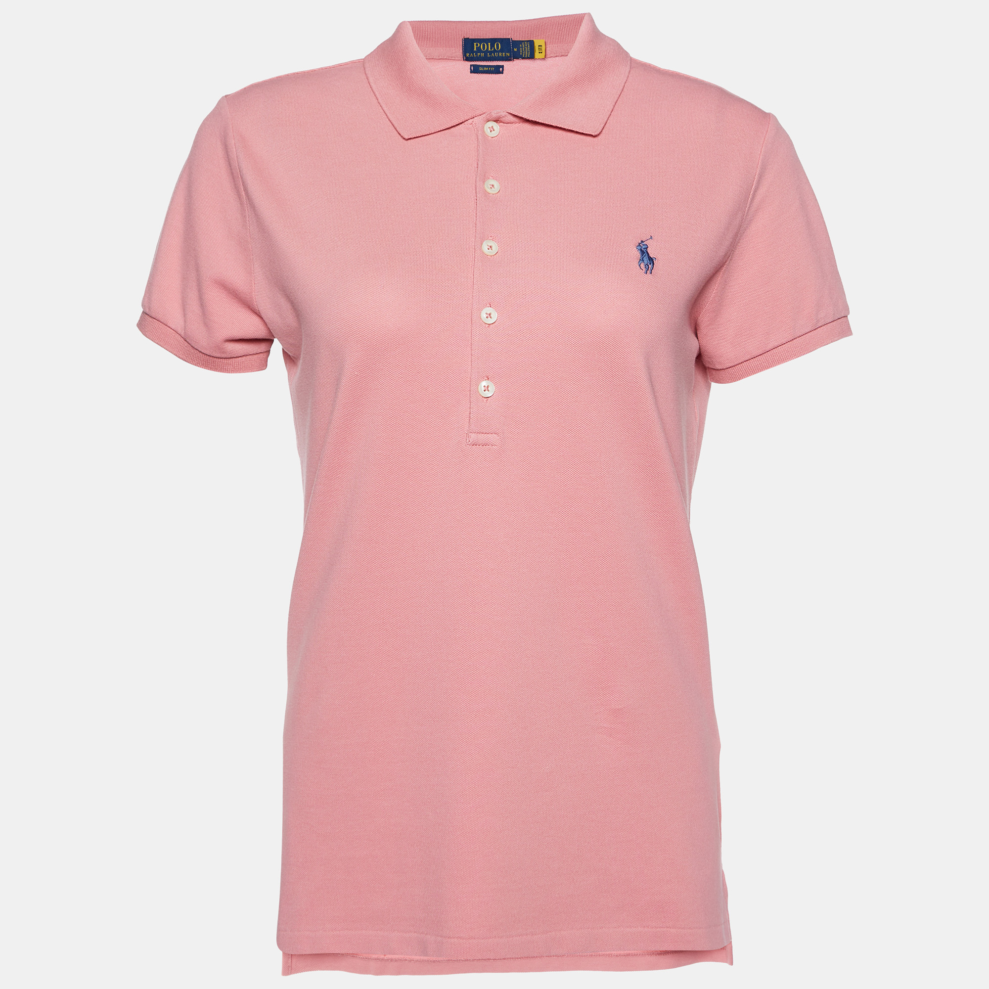 

Polo Ralph Lauren Pink Cotton Pique Slim Fit Polo T-Shirt M