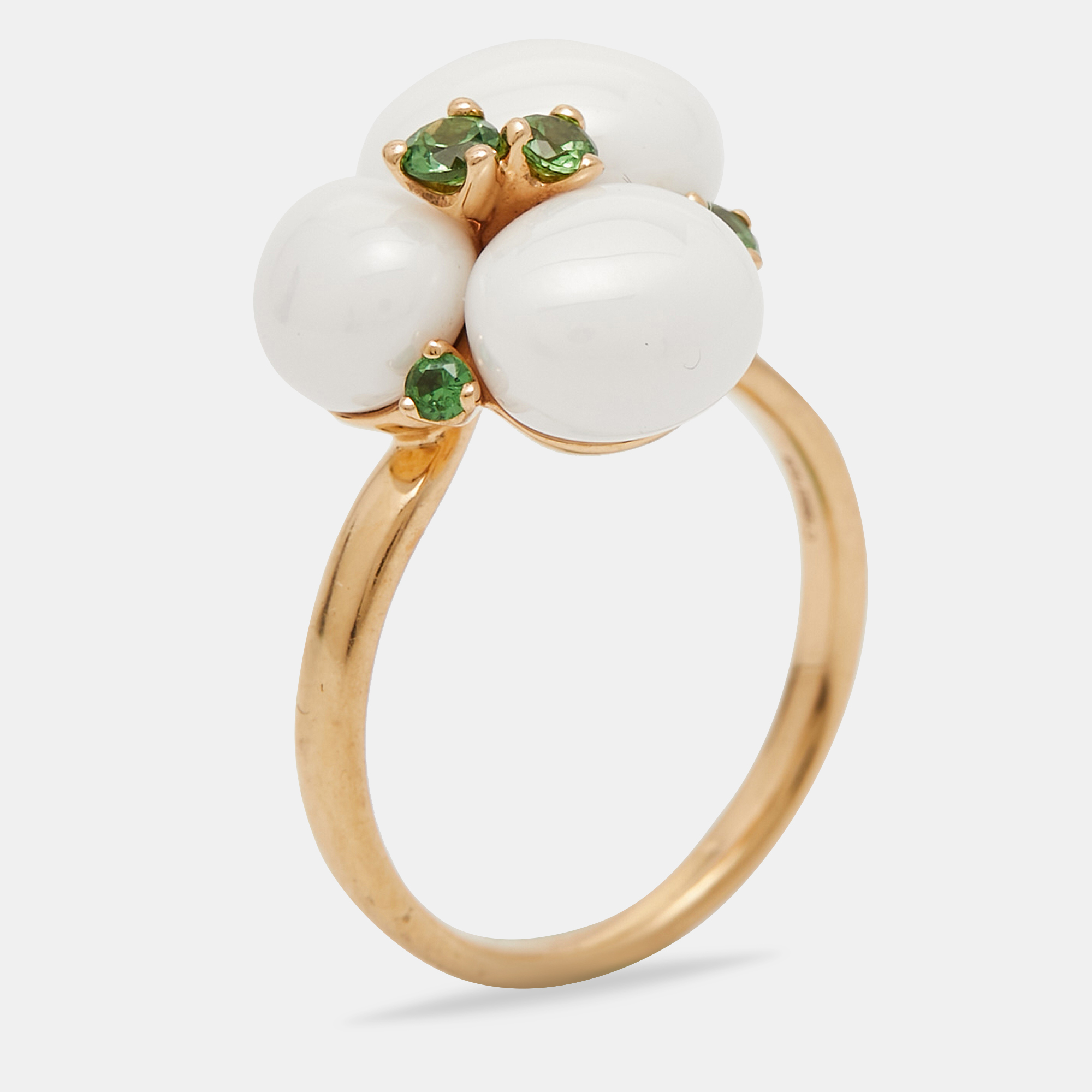 

Pomellato Capri Ceramic Tsavorite Garnets 18k Rose Gold Ring Size