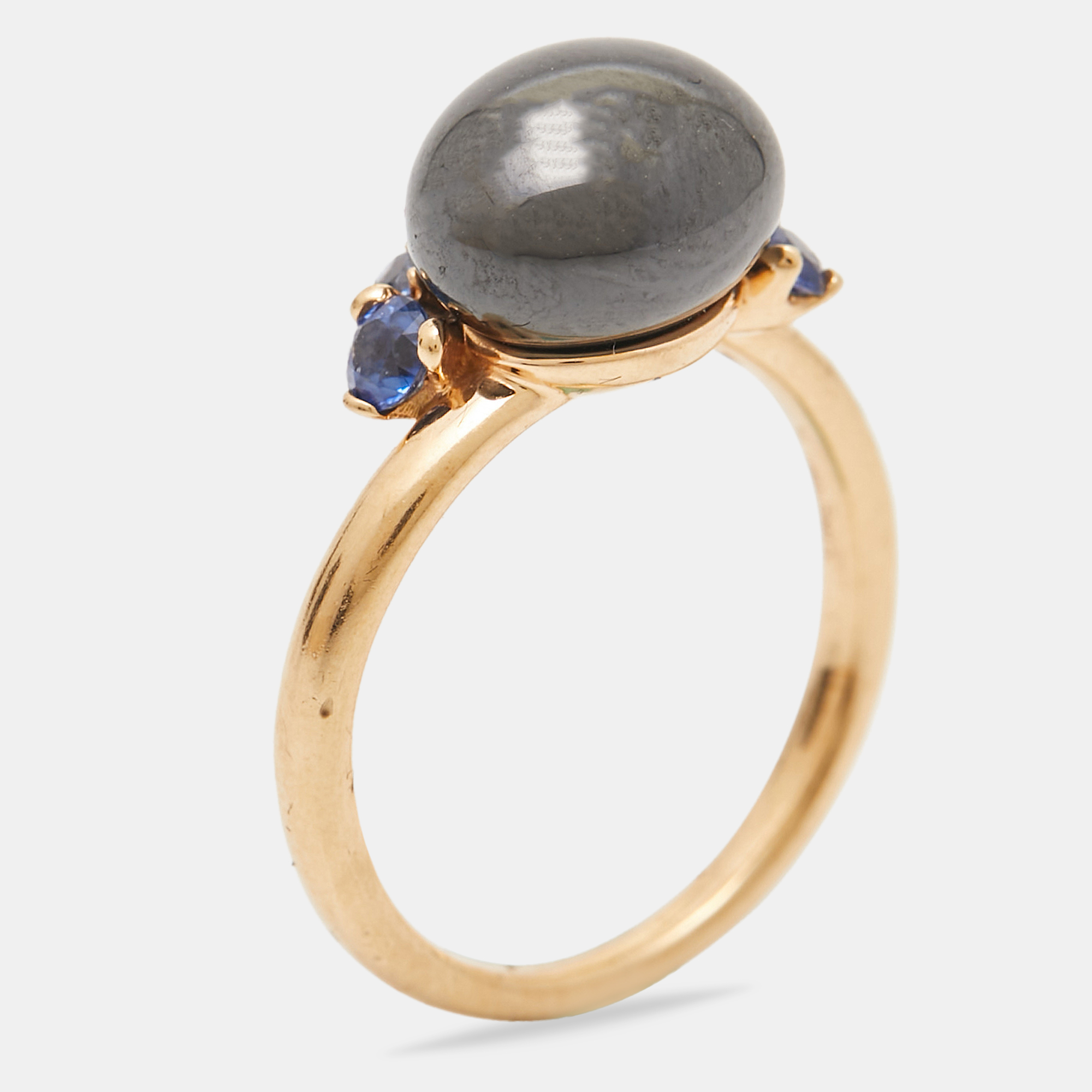 

Pomellato Capri Ceramic Blue Sapphire 18K Rose Gold Ring Size