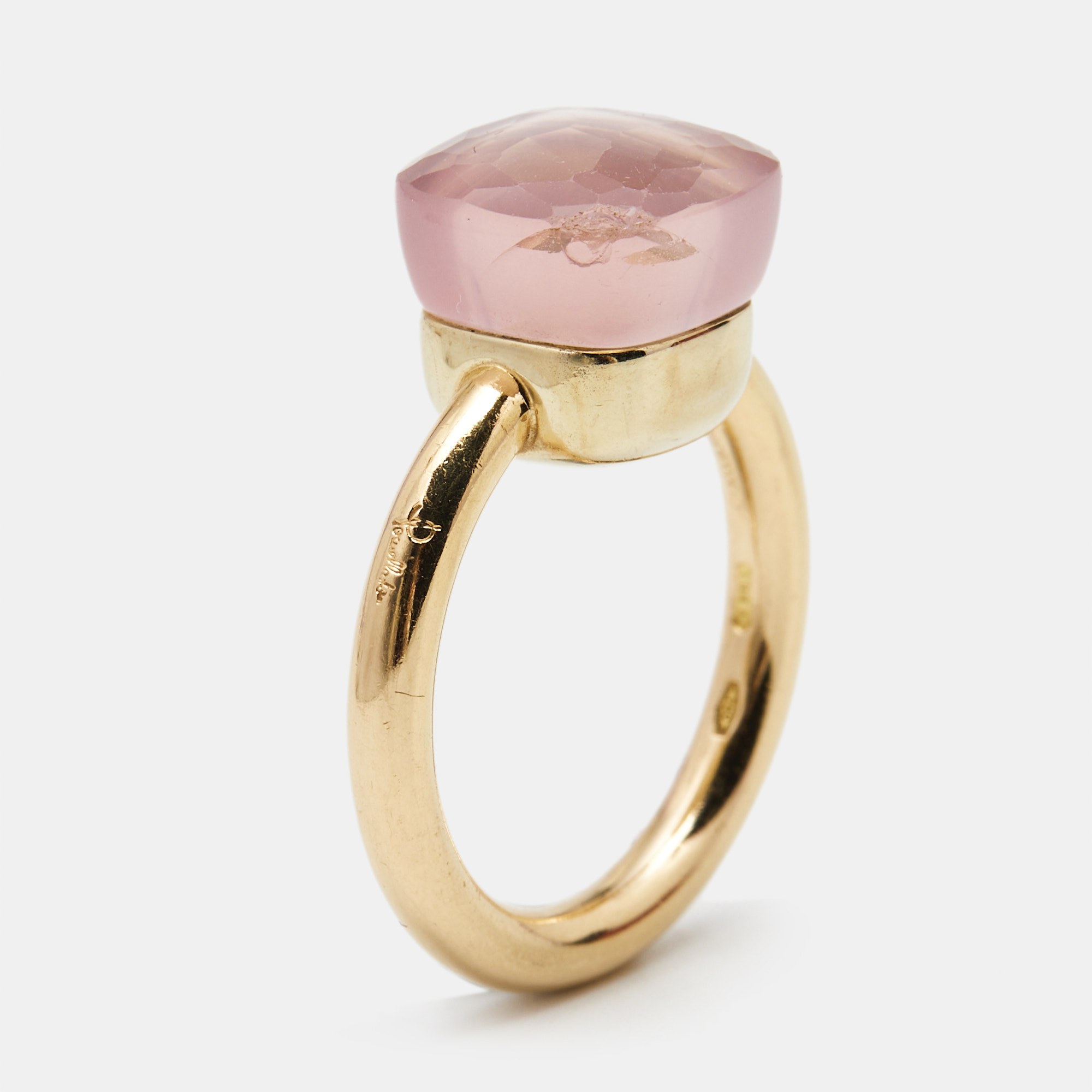 

Pomellato Nudo Pink Quartz 18k Rose Gold Ring Size