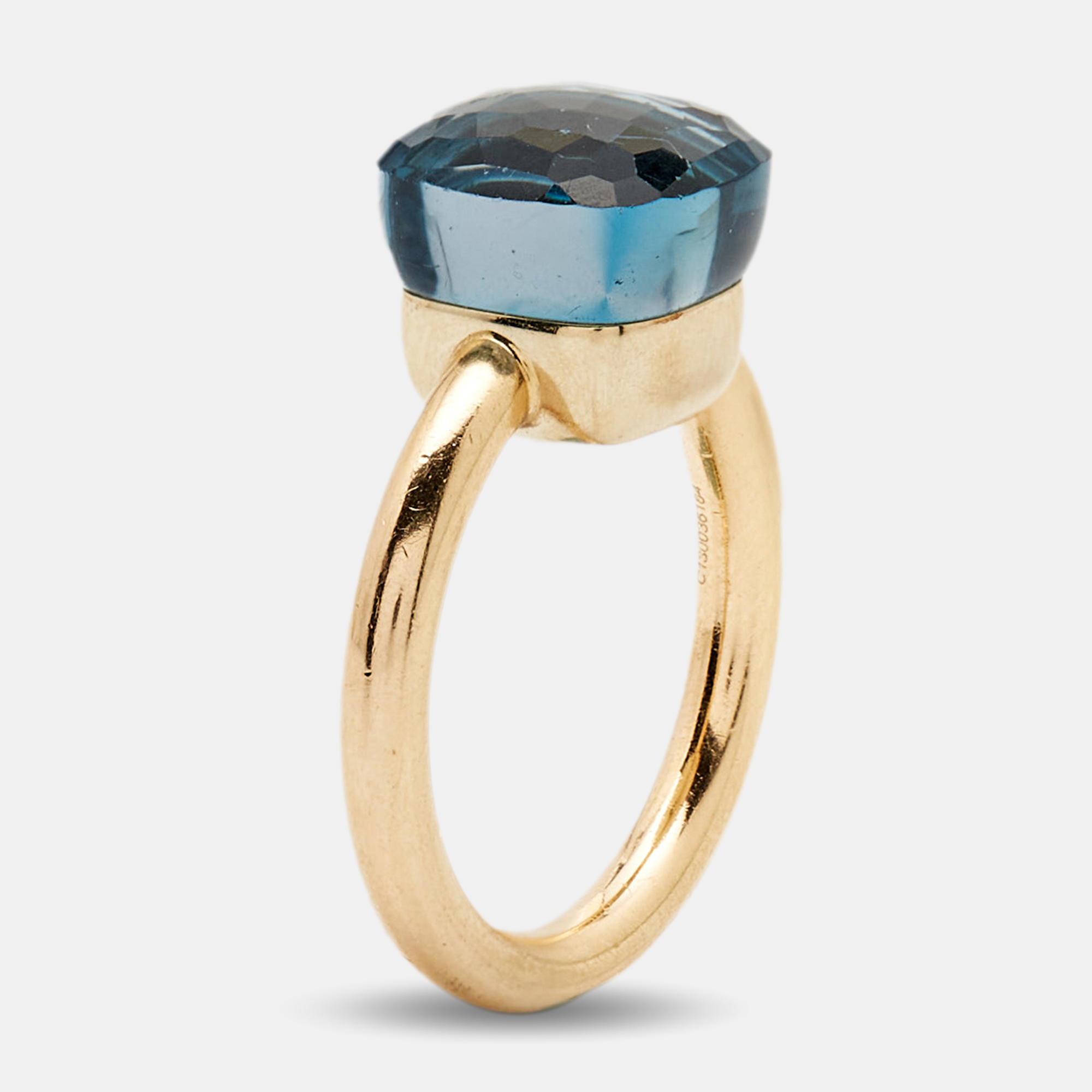 

Pomellato Nudo Petit Blue Topaz 18k Yellow Gold Ring Size