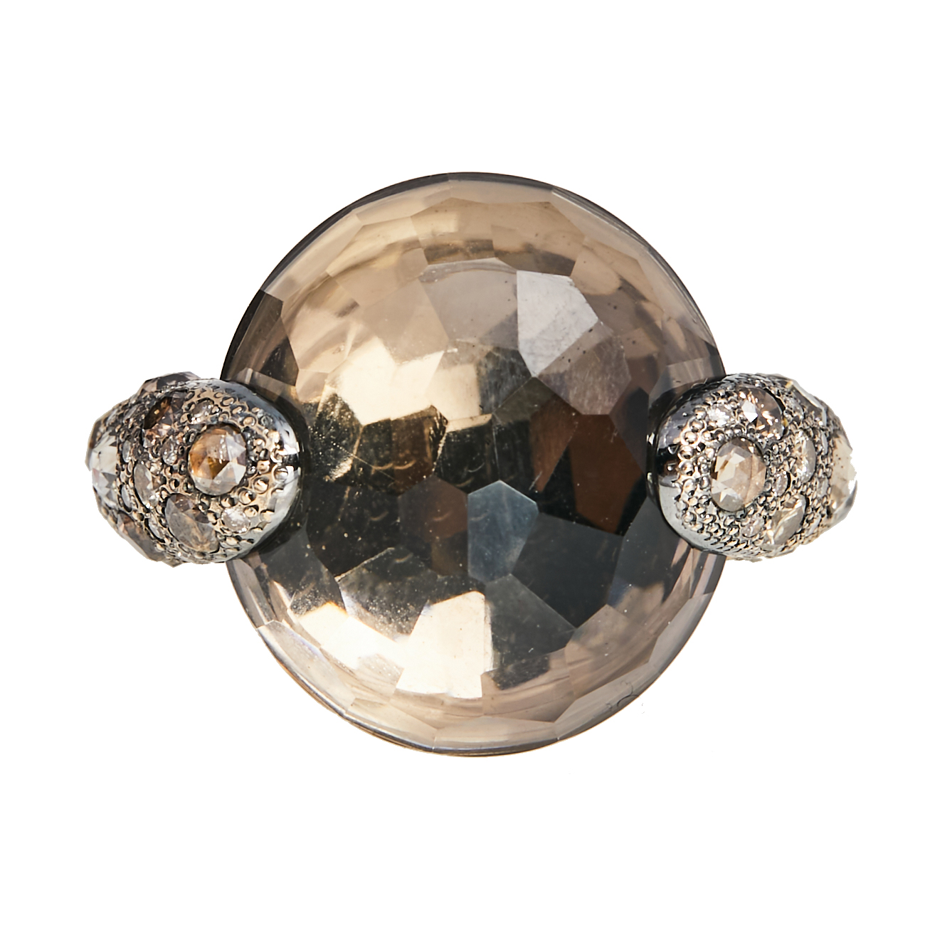 

Pomellato Tango Smoky Quartz Diamond 18K Rose Gold Cocktail Ring Size