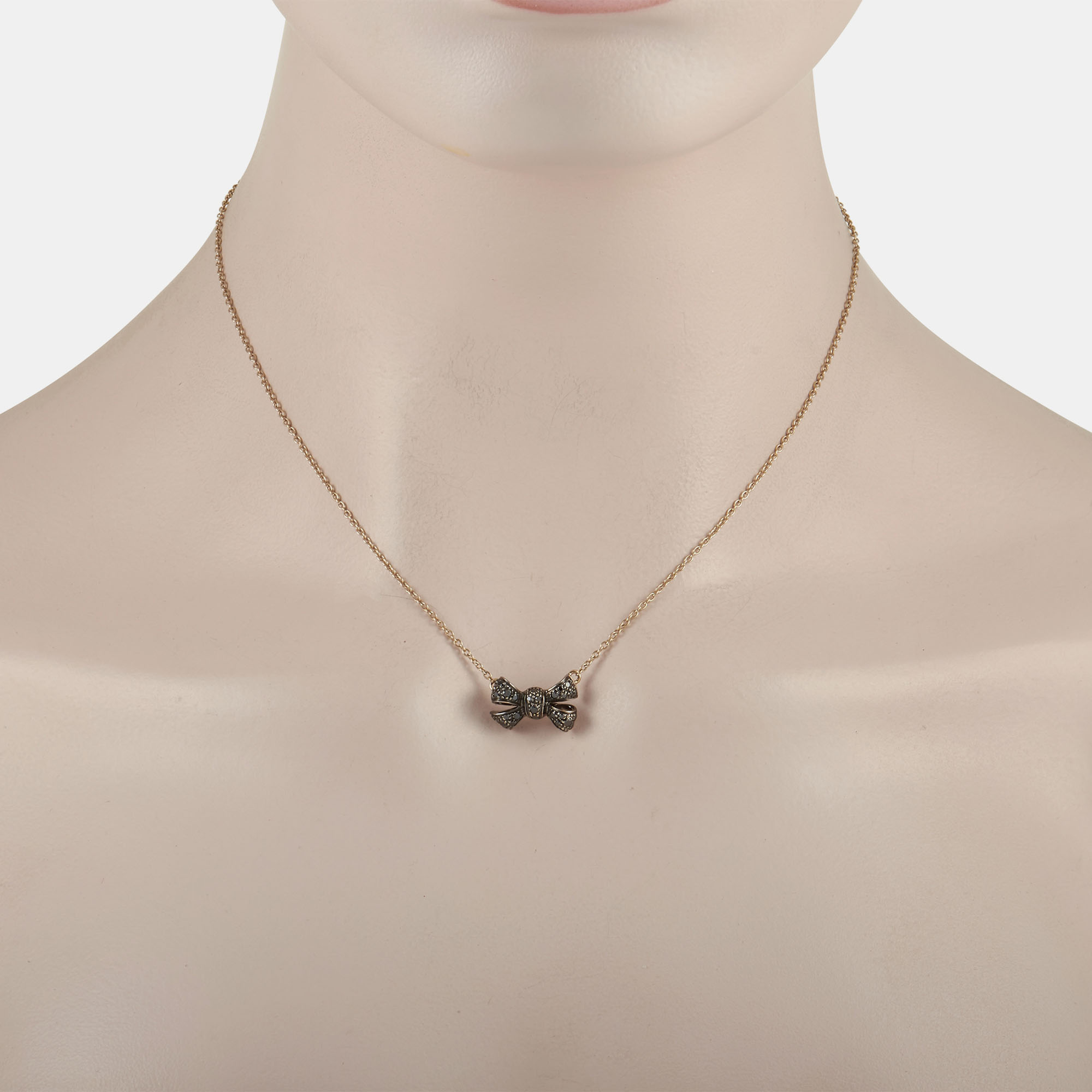 

Pomellato Forever 18K Rose Gold and White Gold 0.32 ct Diamond Bow Necklace