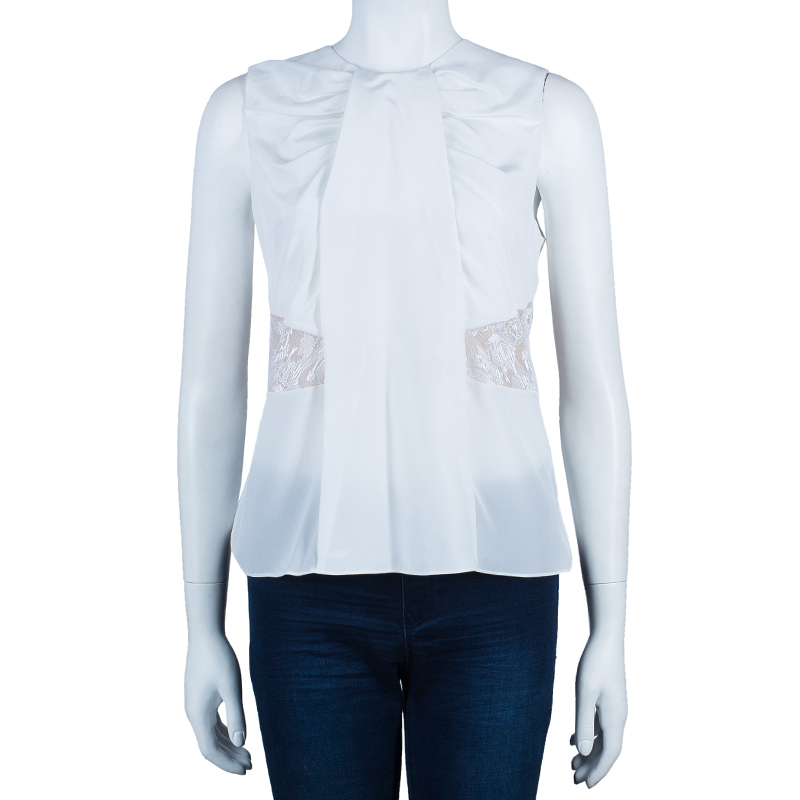 

Prabal Gurung White Sleeveless Lace Insert Top