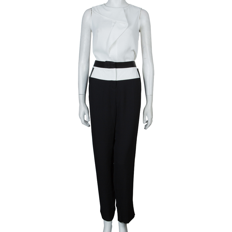 

Prabal Gurung Monochrome Leather Trim Detail Trousers, Black