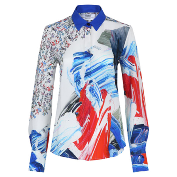 Pre Owned Prabal Gurung Printed Draped-Back Blouse M