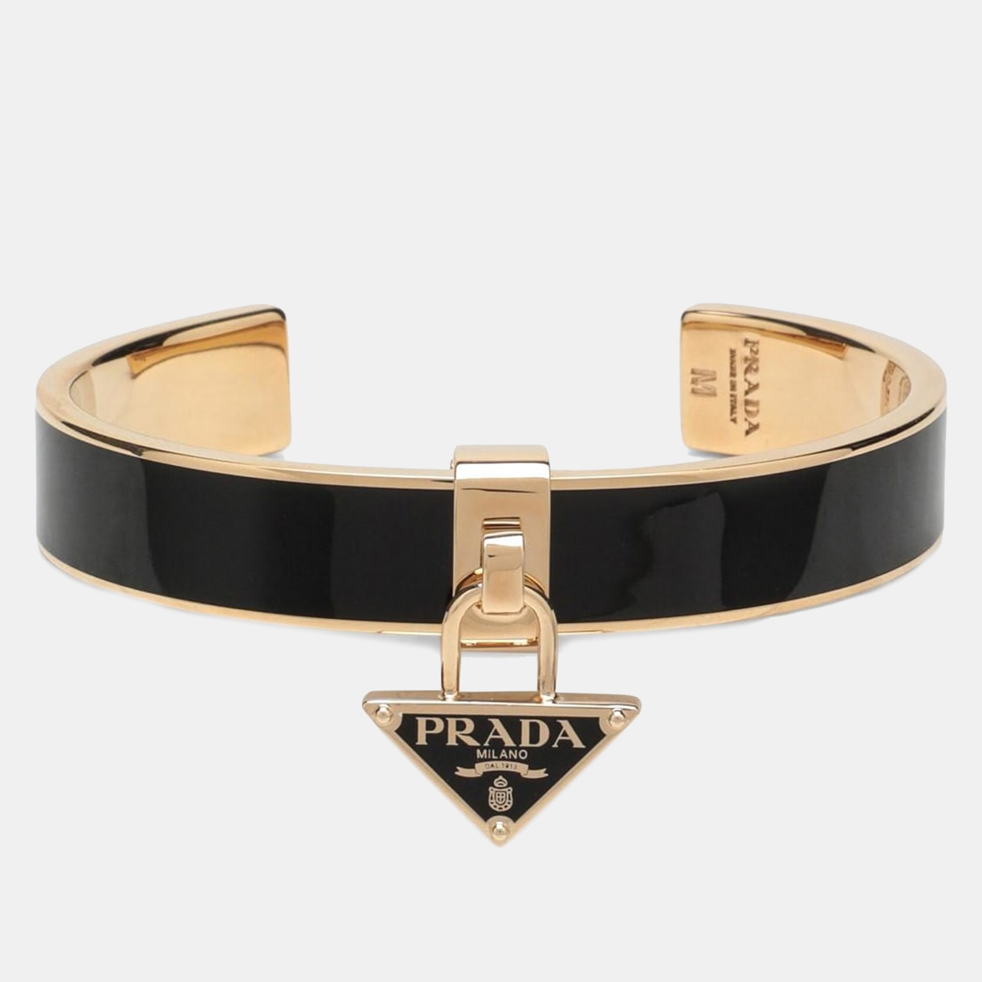 

Prada Black Enameled Metal Logo Bracelet