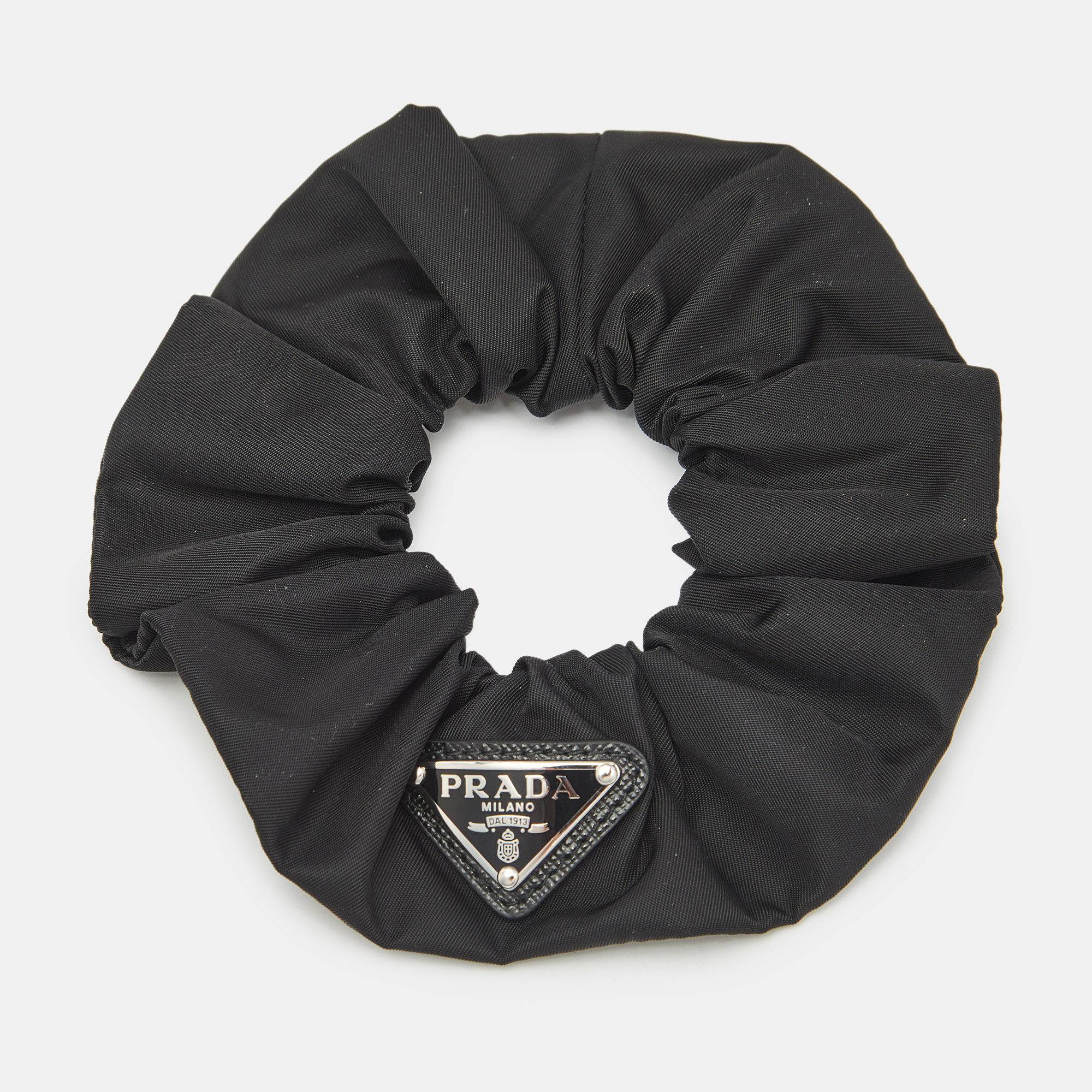 

Prada Black Nylon Logo Plaque Hair Scrunchie