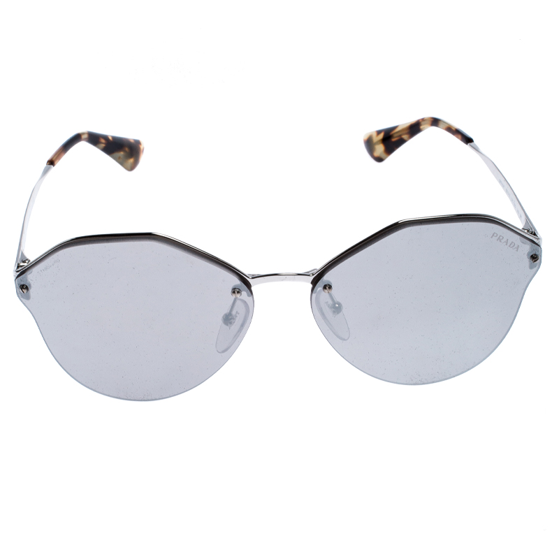 

Prada Havana/ Silver Mirrored SPR 64T Cinema Evolution Geometric Sunglasses