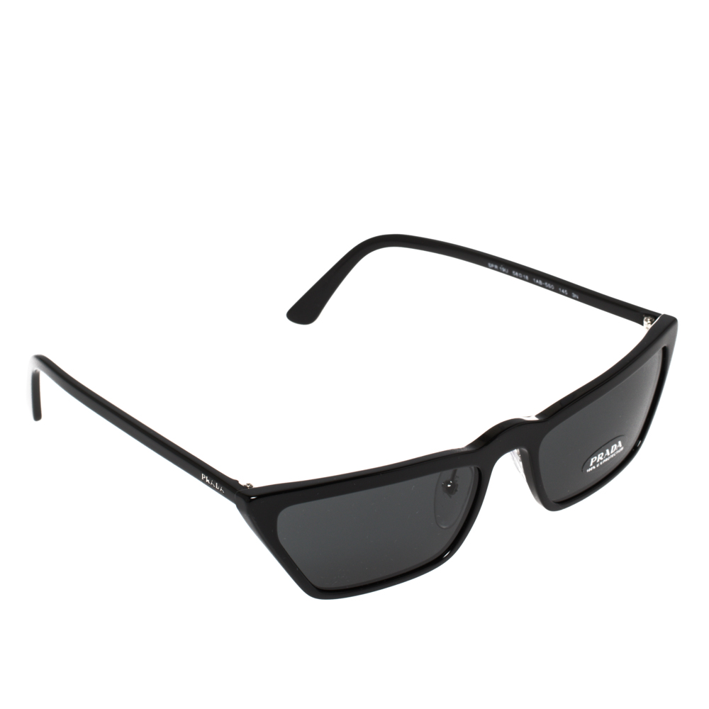 Pre-owned Prada Black/grey Spr 19u Cat Eye Sunglasses