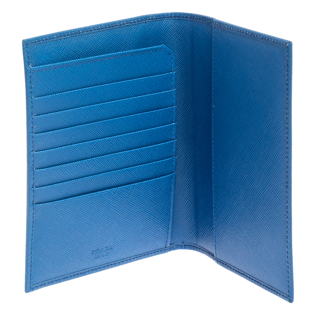 

Prada Blue Saffiano Metal Leather Passport Holder