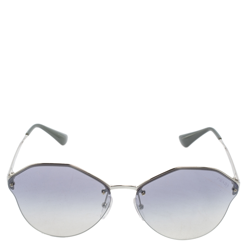 

Prada Silver Tone/Grey SPR64T Gradient Oval Sunglasses