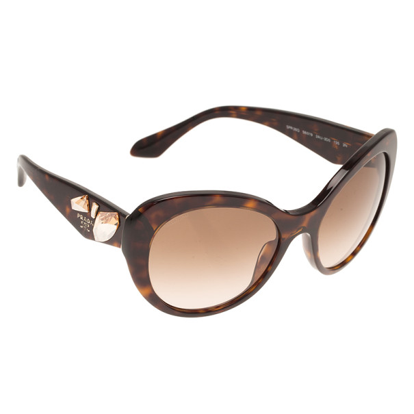 Prada Tortoise Frame Embellished Voice Cat Eye Sunglasses