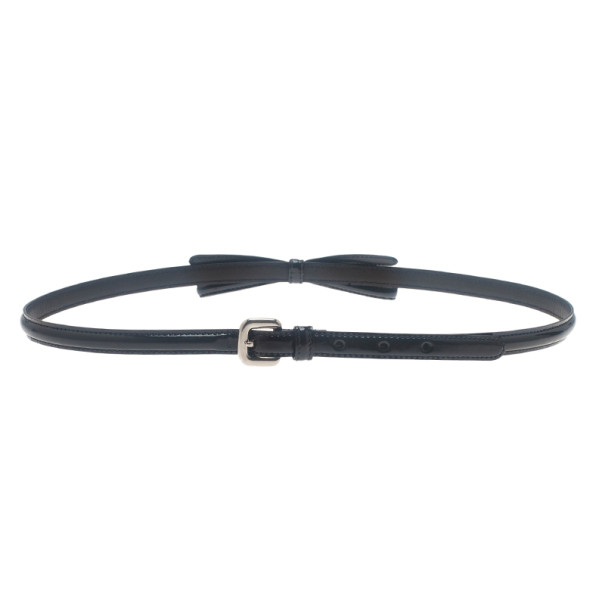 Prada Black Patent Bow Waist Belt 75CM