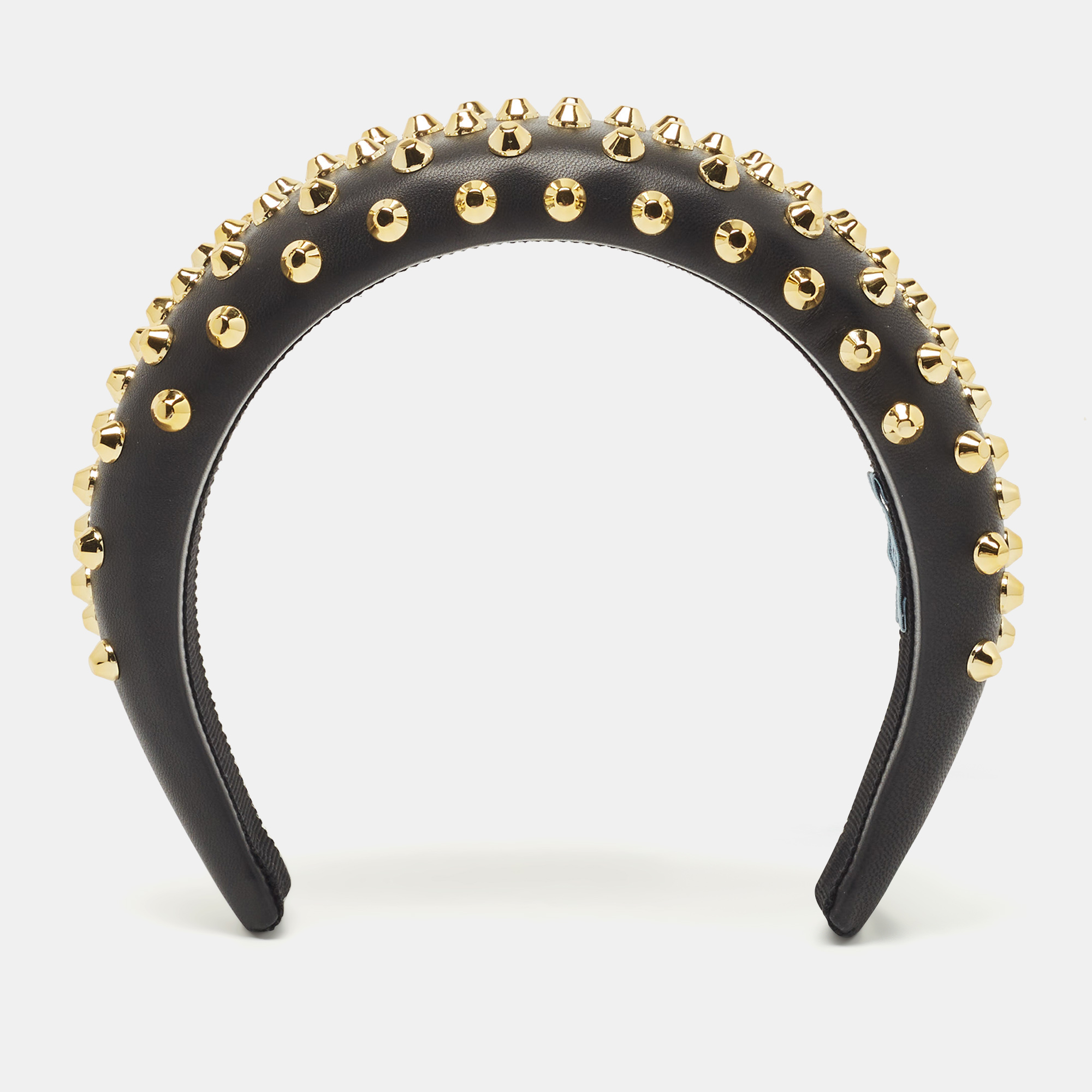 Prada Black Studded Leather Headband