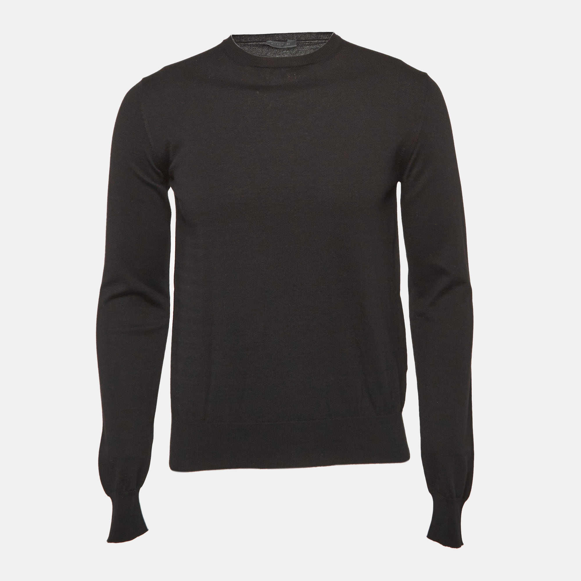 

Prada Black Cotton Rib Knit Crew Neck Sweater M