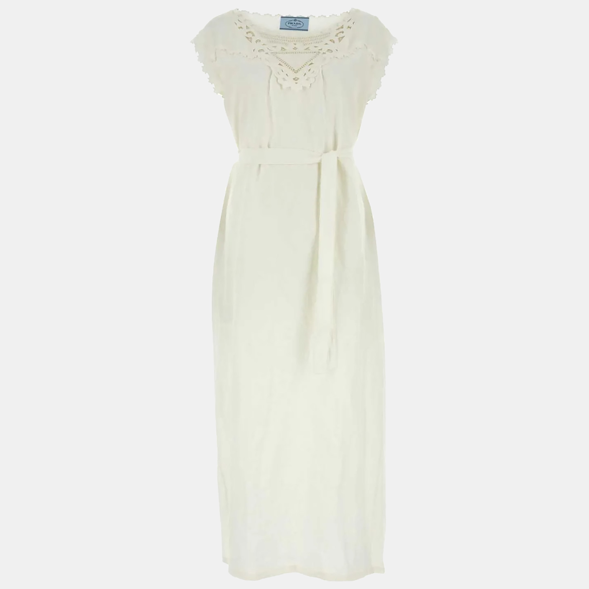 

Prada Bianco Ivory Linen Dress Women’s, Beige