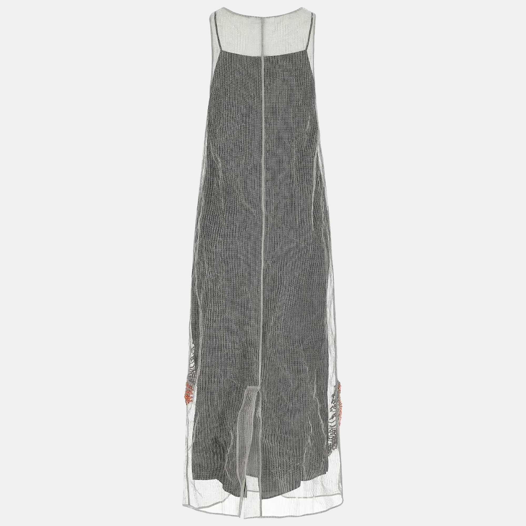 Prada Silver Mesh Long Dress Women’s IT 42 