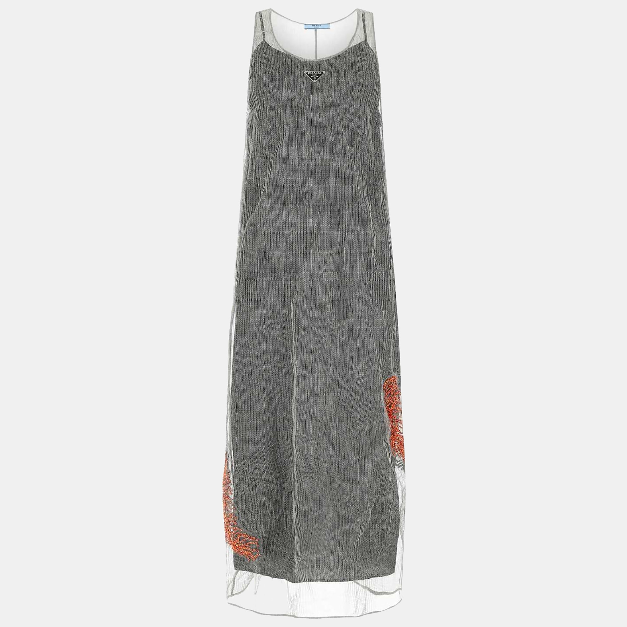 

Prada Silver Mesh Long Dress Women’s IT 42, Grey