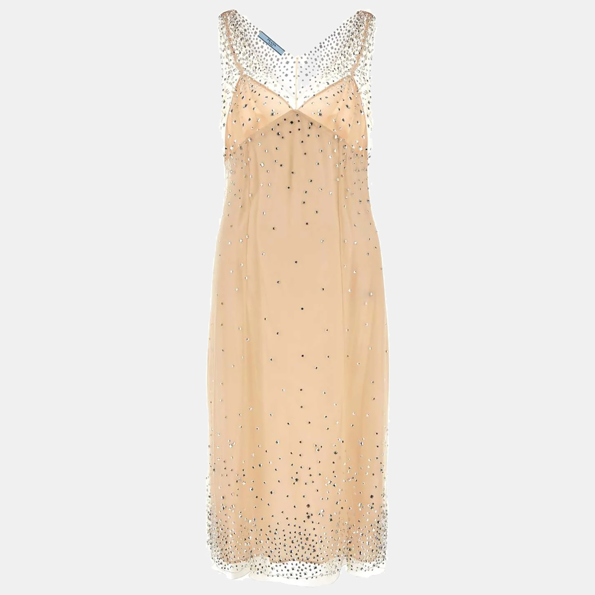 

Prada Pink Nylon Embellished Dress IT 42