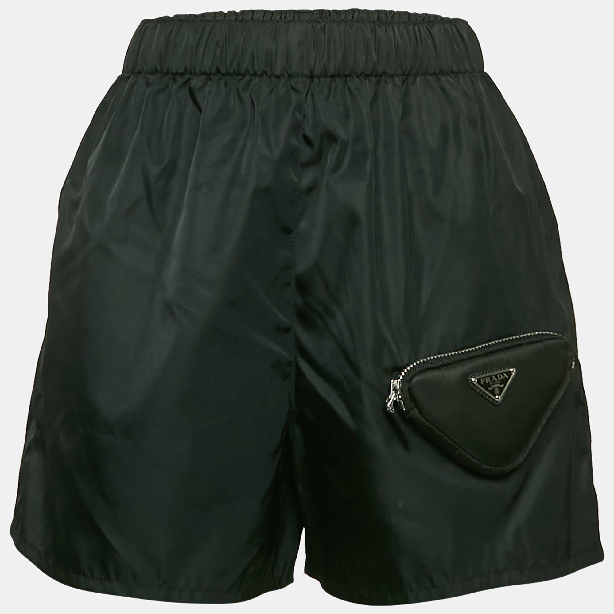 

Prada Black R-Nylon Triangle Pocket Detail Shorts XXS