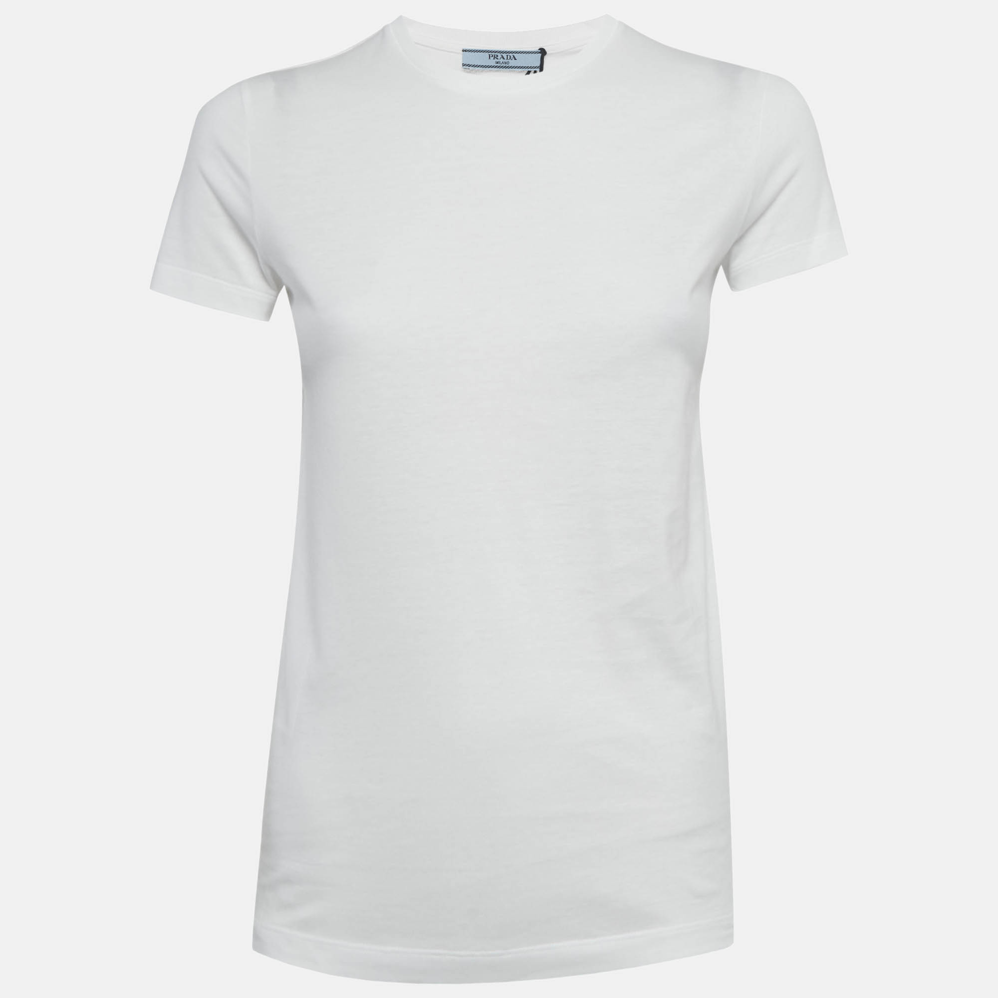 Pre-owned Prada White Cotton Knit T-shirt Xs