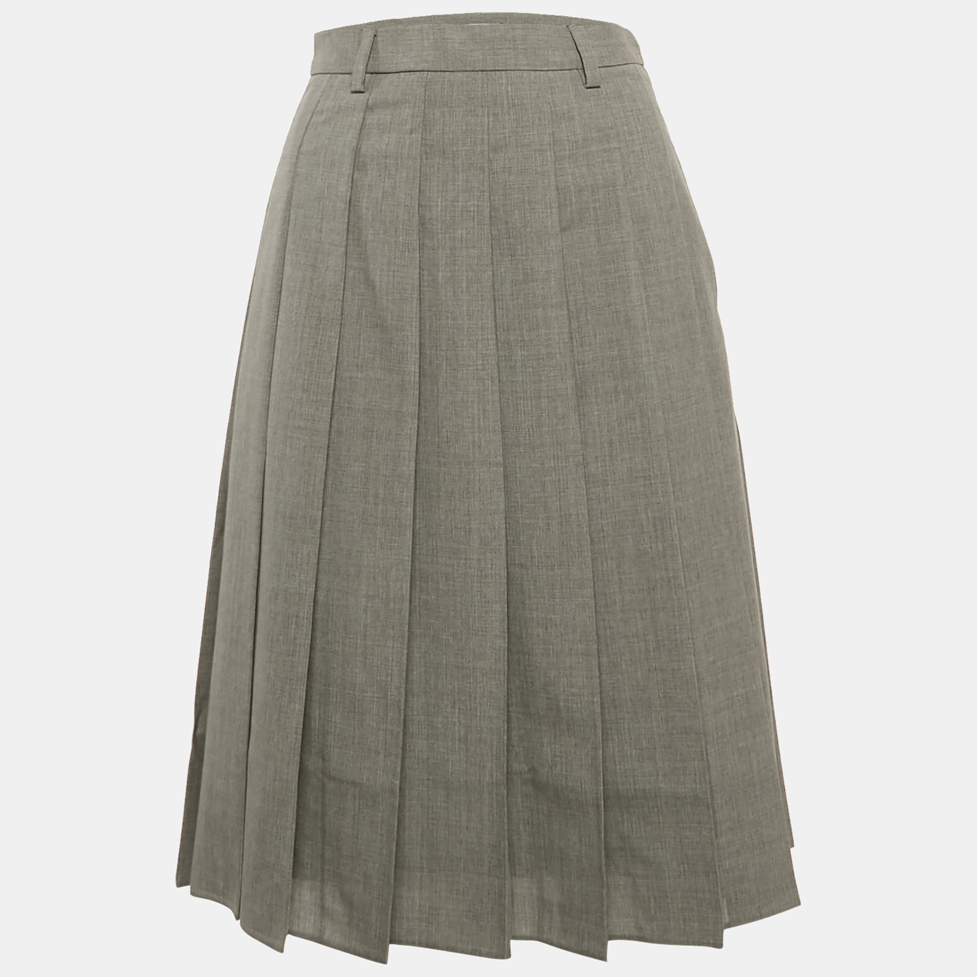 

Prada Grey Wool Pleated Midi Skirt XS