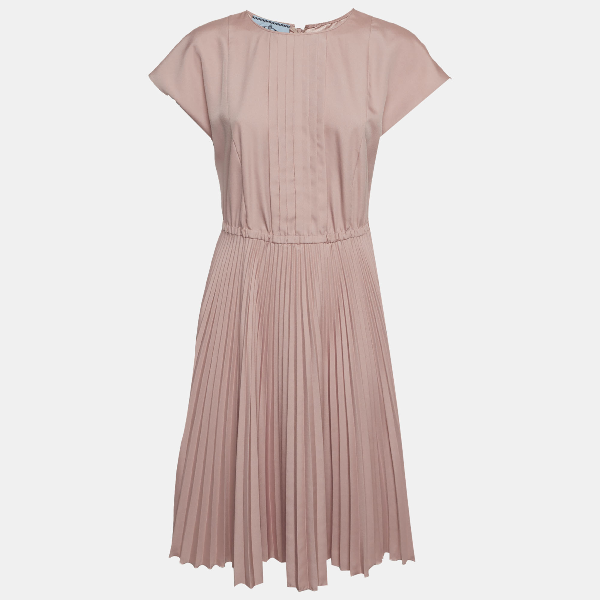

Prada Pink Synthetic Crepe Plissé Midi Dress M