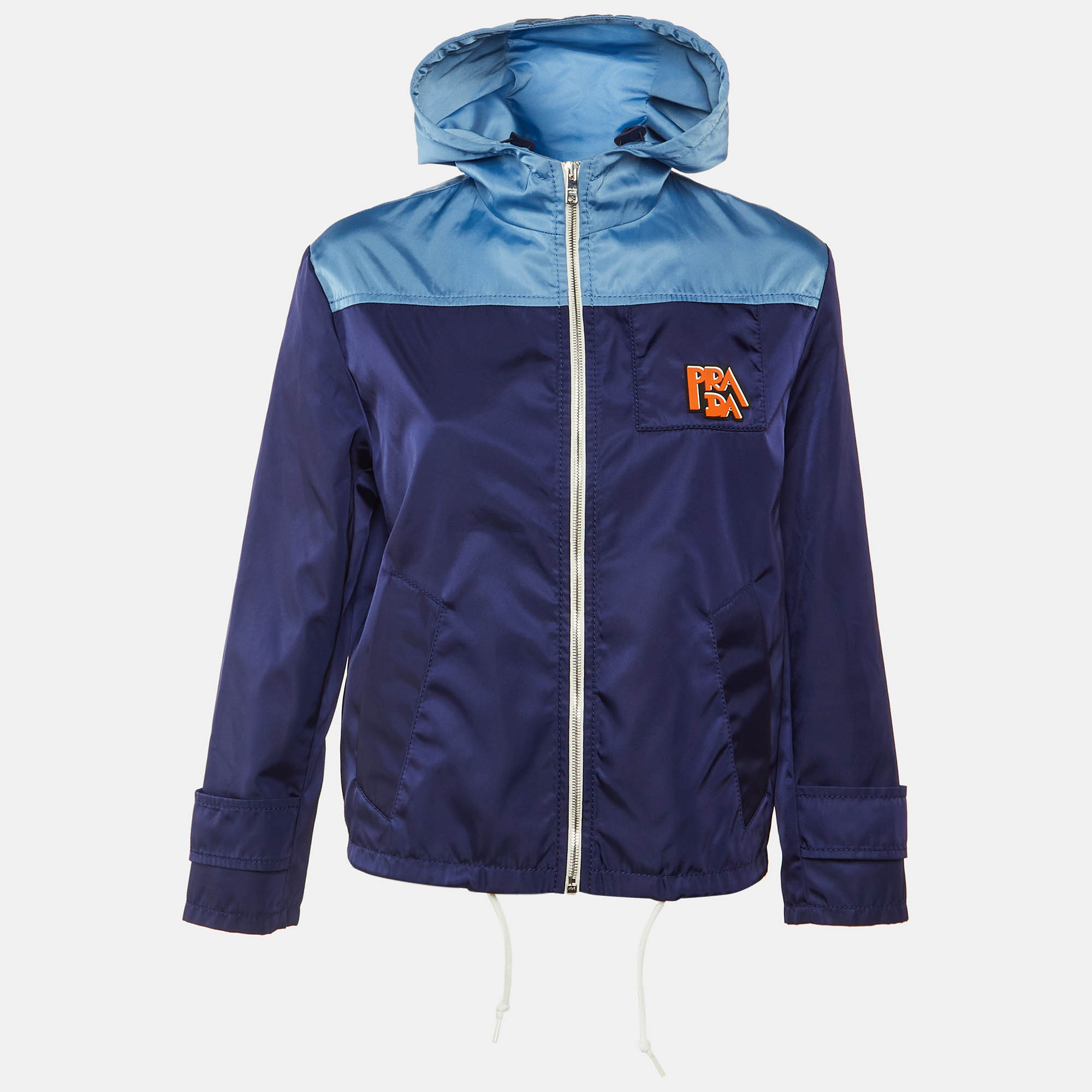 

Prada Blue Gabardine Zip Up Hooded Track Jacket XS