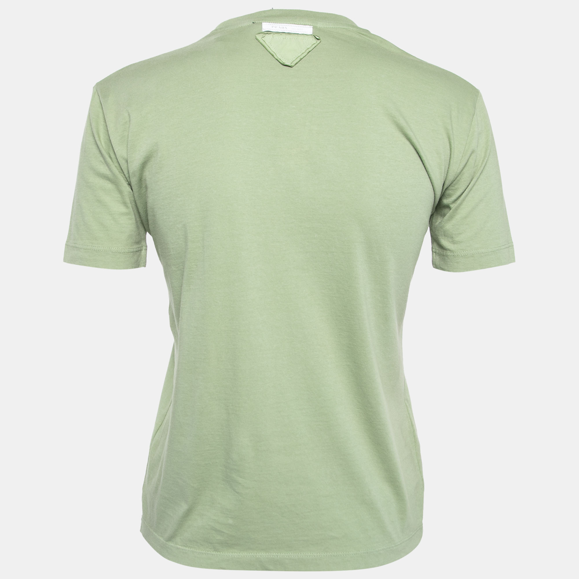 

Prada Green Cotton Embroidered Embellished Short Sleeve T-Shirt