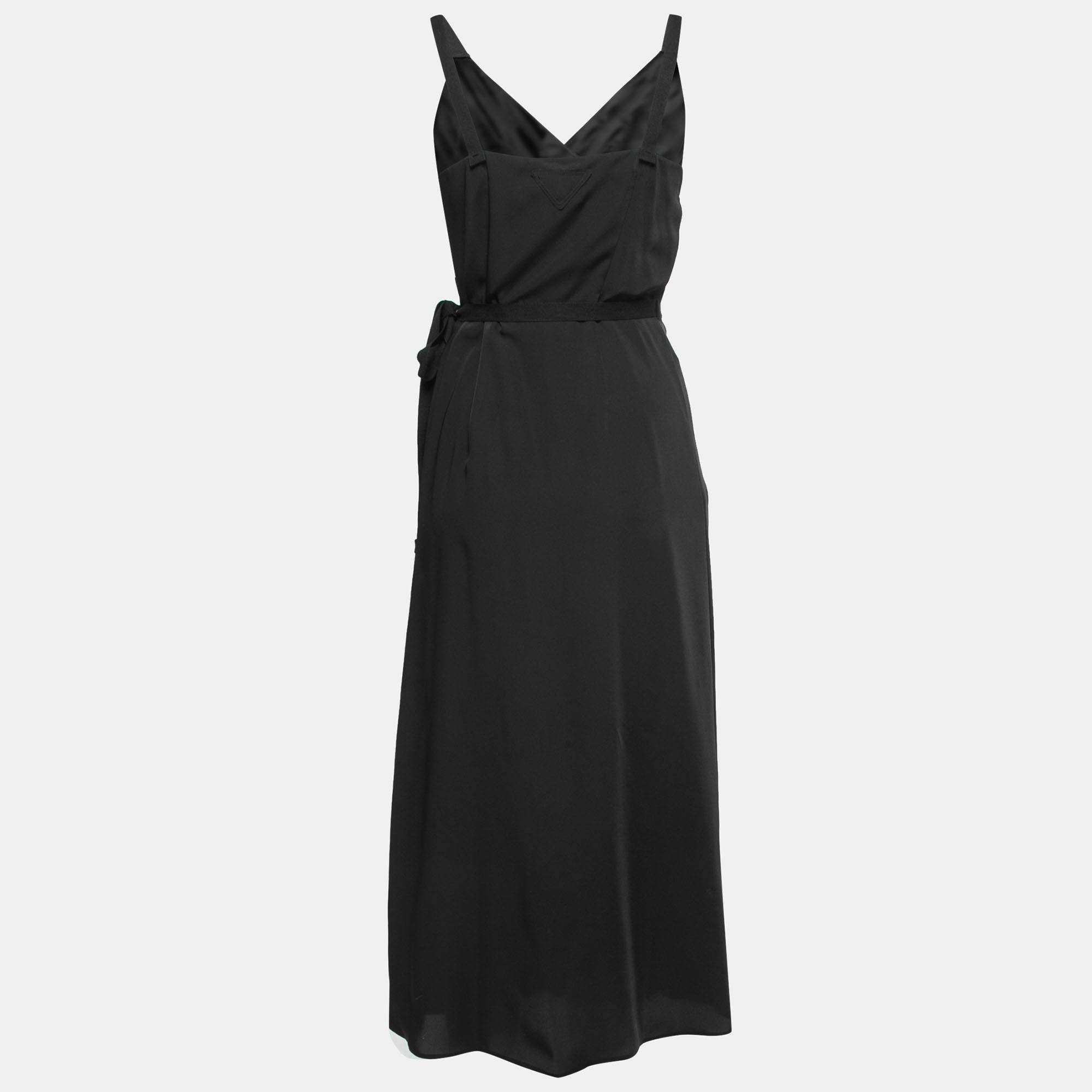 

Prada Black Synthetic Sleeveless Pleated Wrap Dress