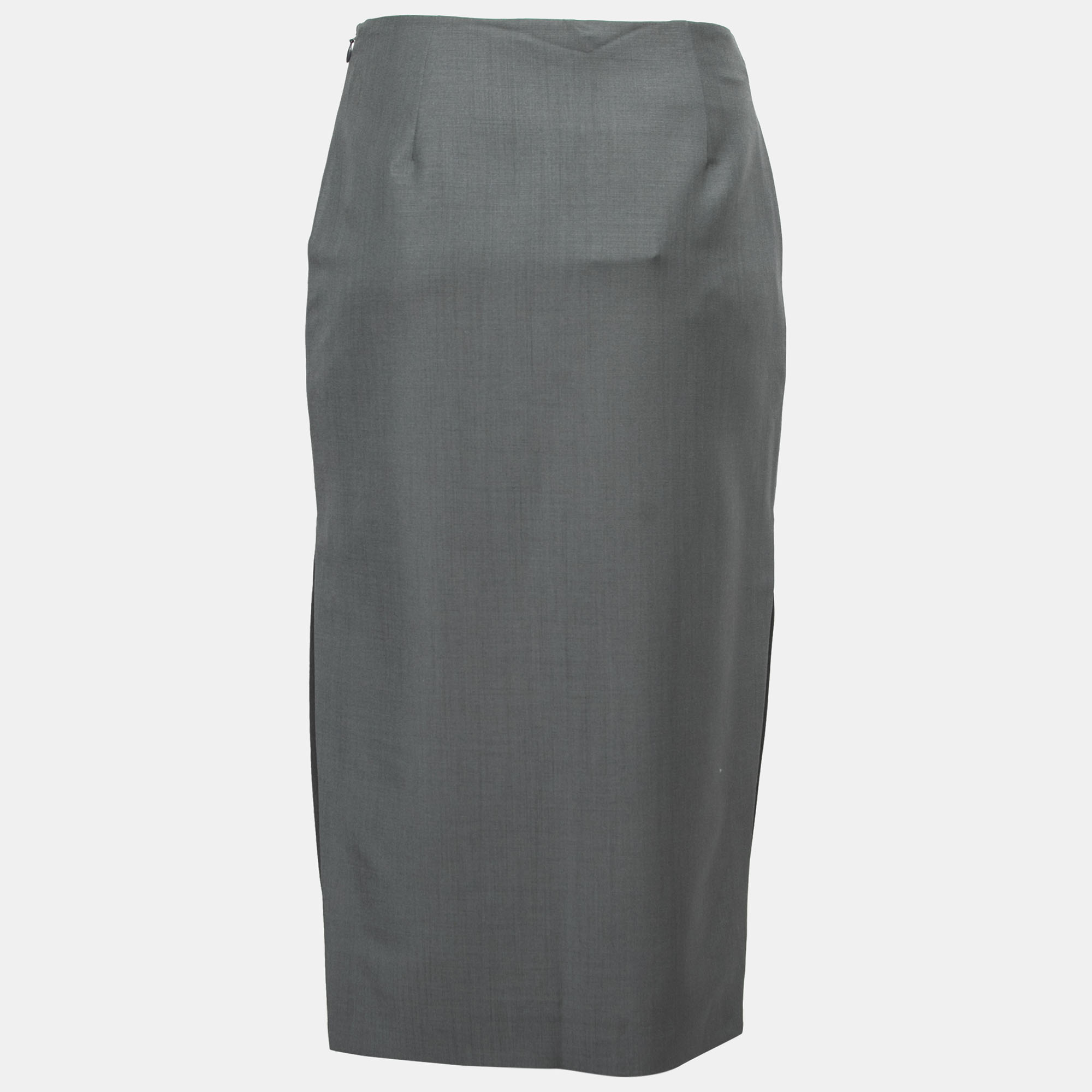 

Prada Grey Mohair Wool Double-Slit Pencil Skirt