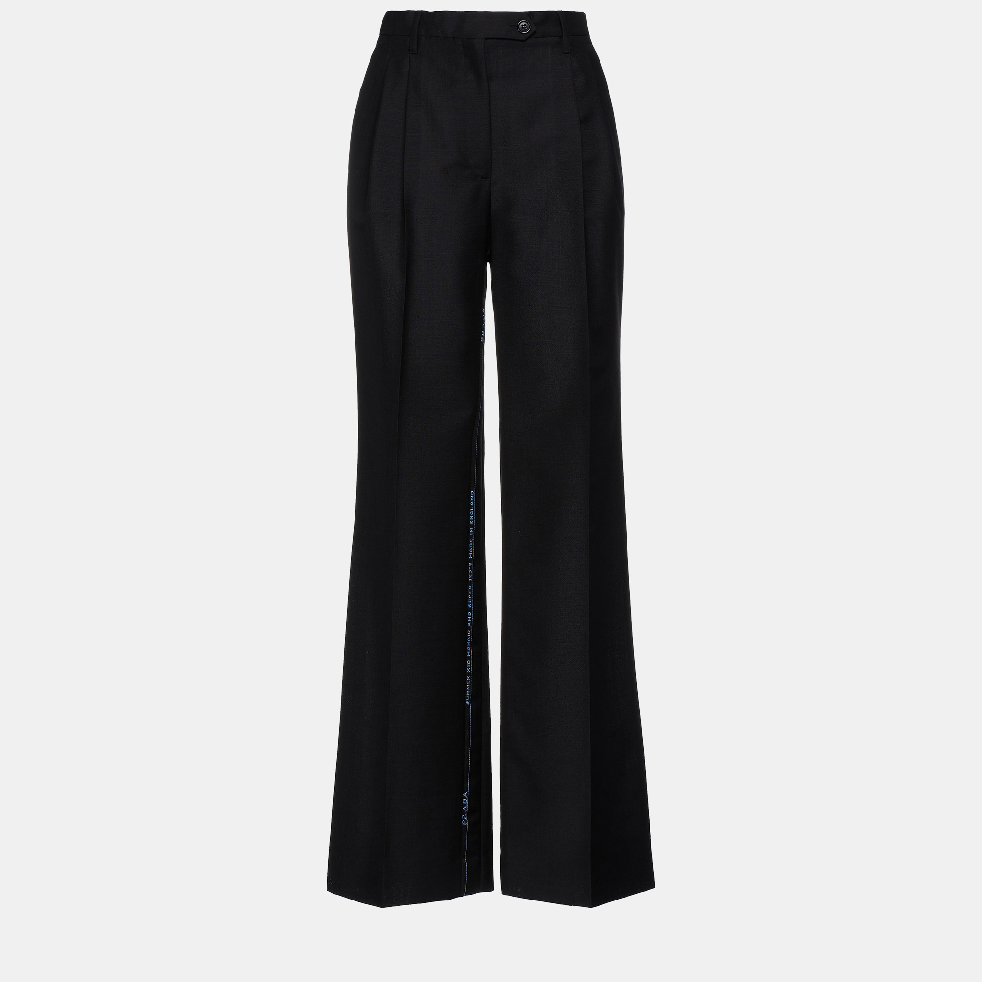 

Prada Black Mohair Wool Wide-Leg Pants S (IT 40)