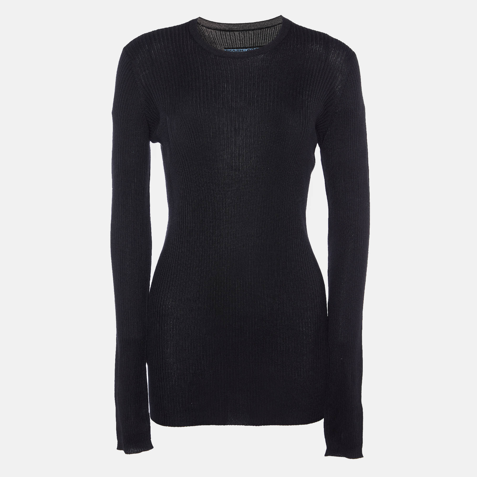 Pre-owned Prada Virgin Wool Sweater 44 In Black