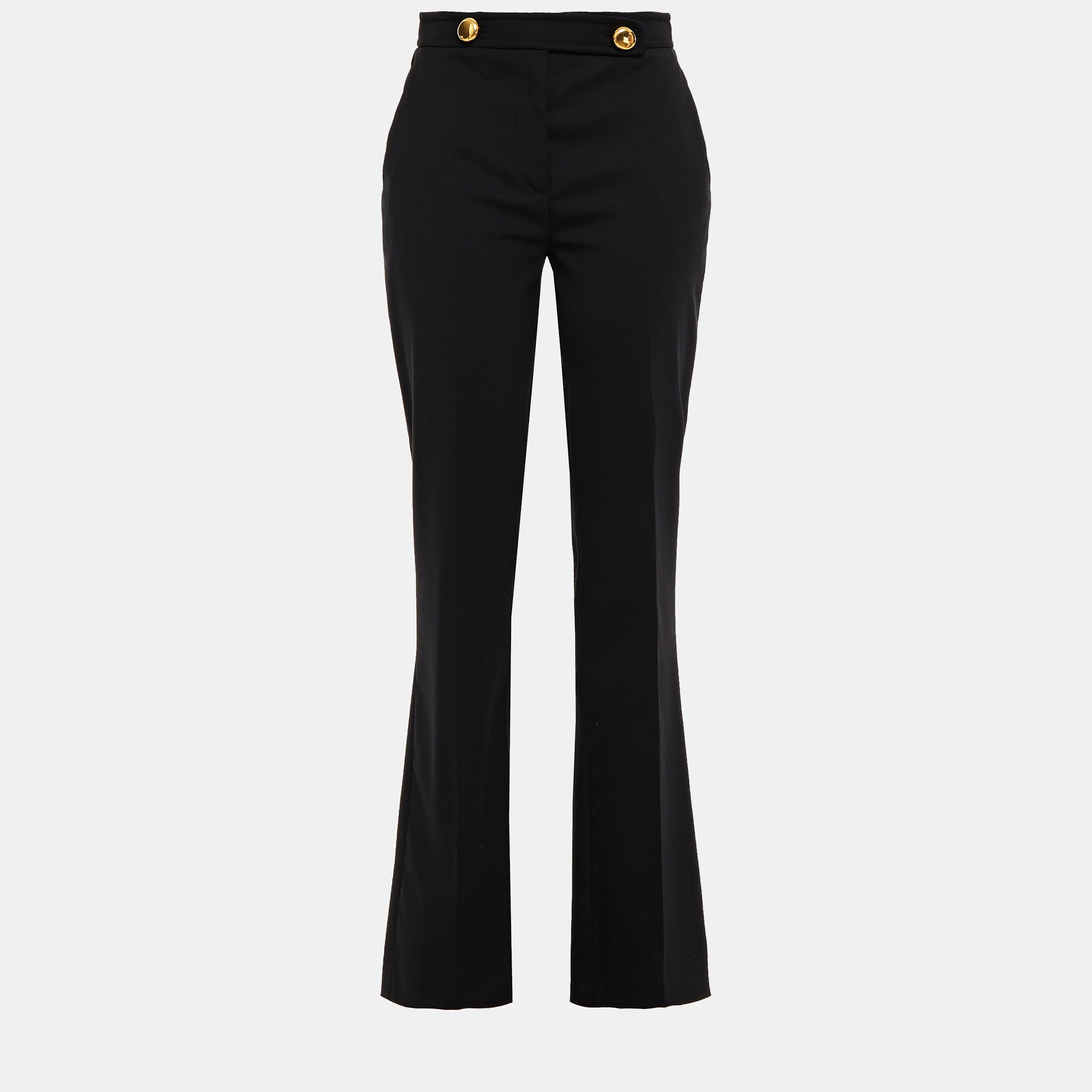 Pre-owned Prada Virgin Wool Bootcut Pants 36 In Black