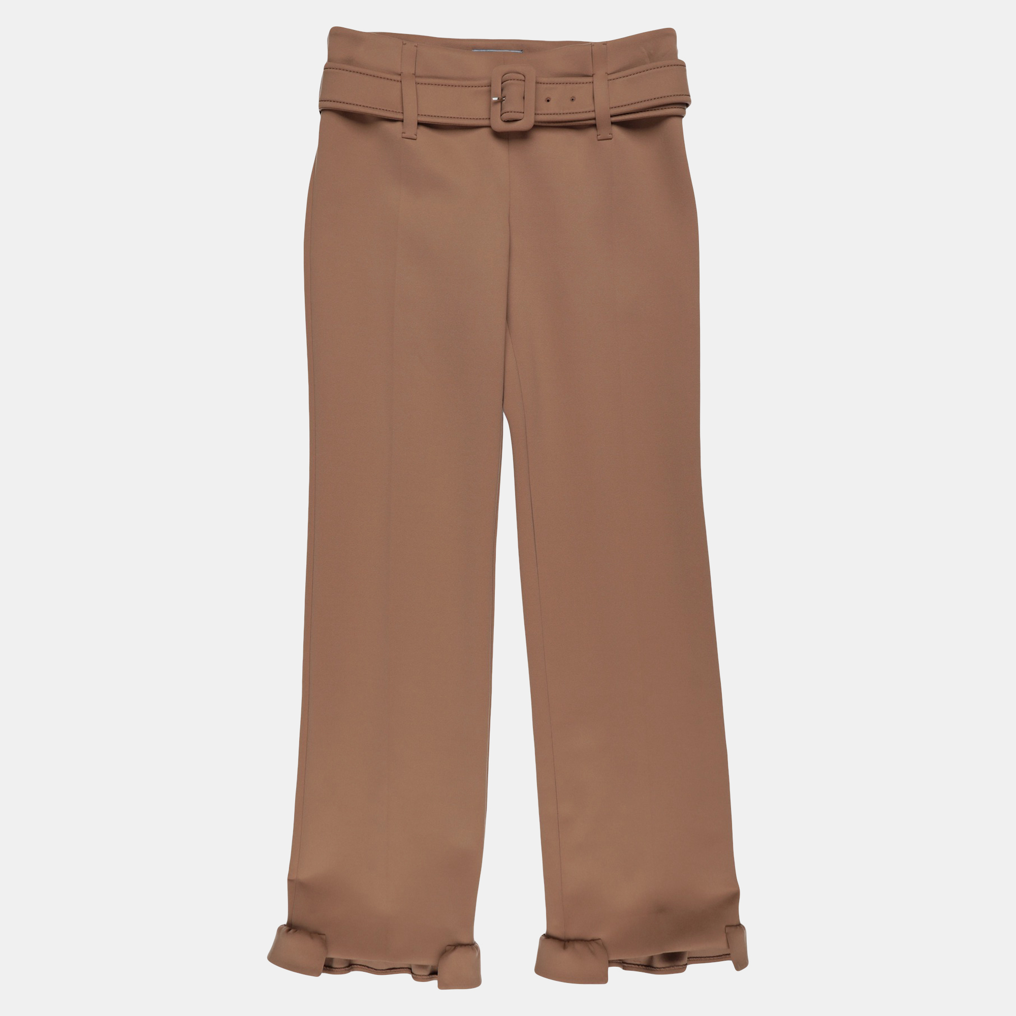 Pre-owned Prada Polyester Trousers 38 In Beige
