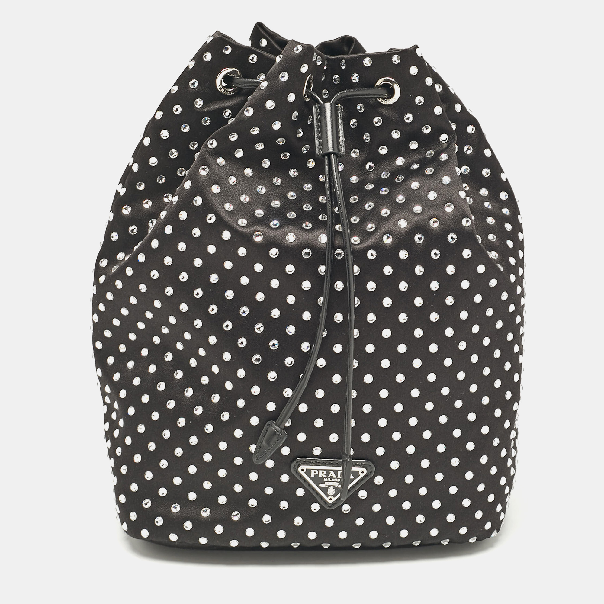 

Prada Black Nylon Crystals Embellished Drawstring Pouch