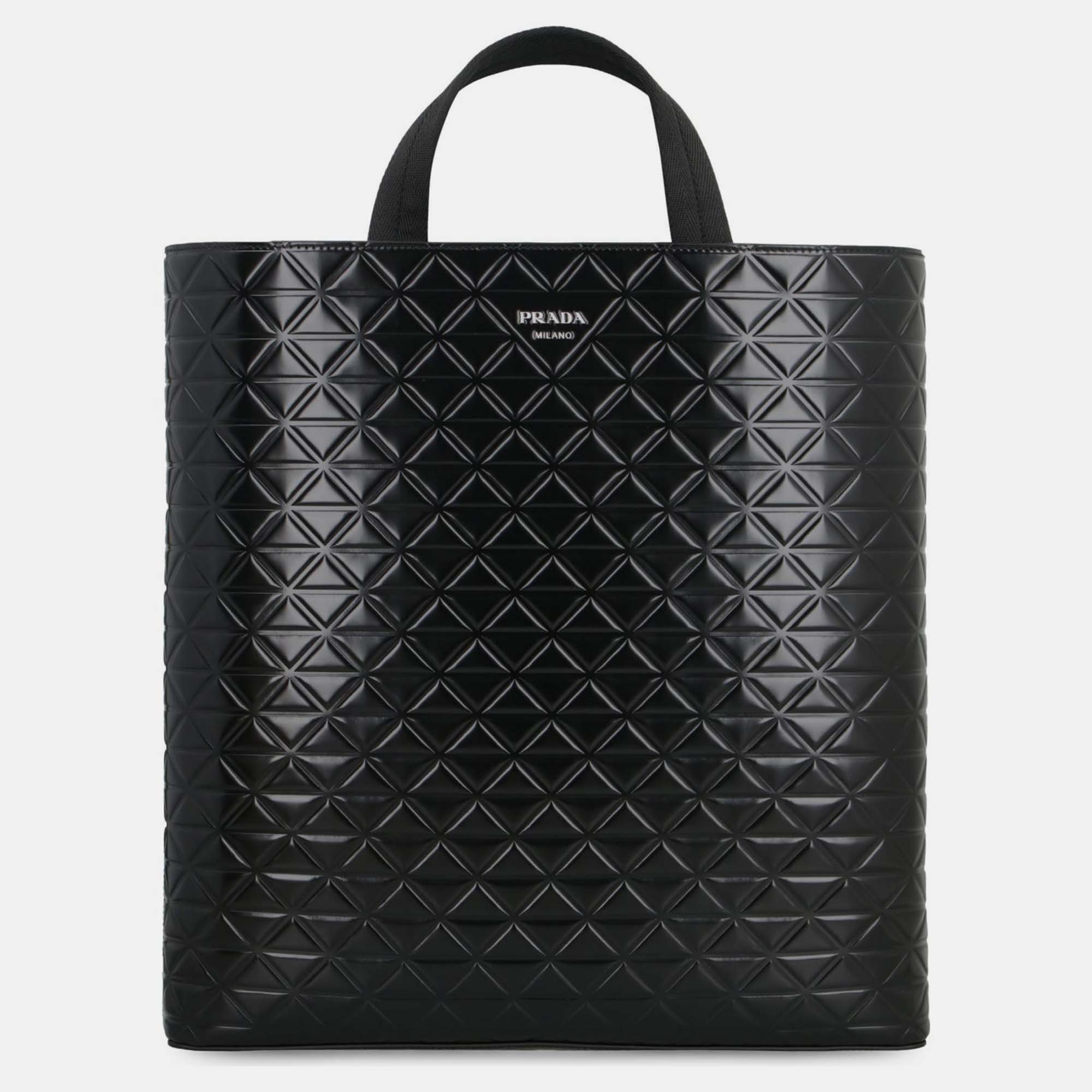 

Prada Black Leather Smooth Leather Tote Bag