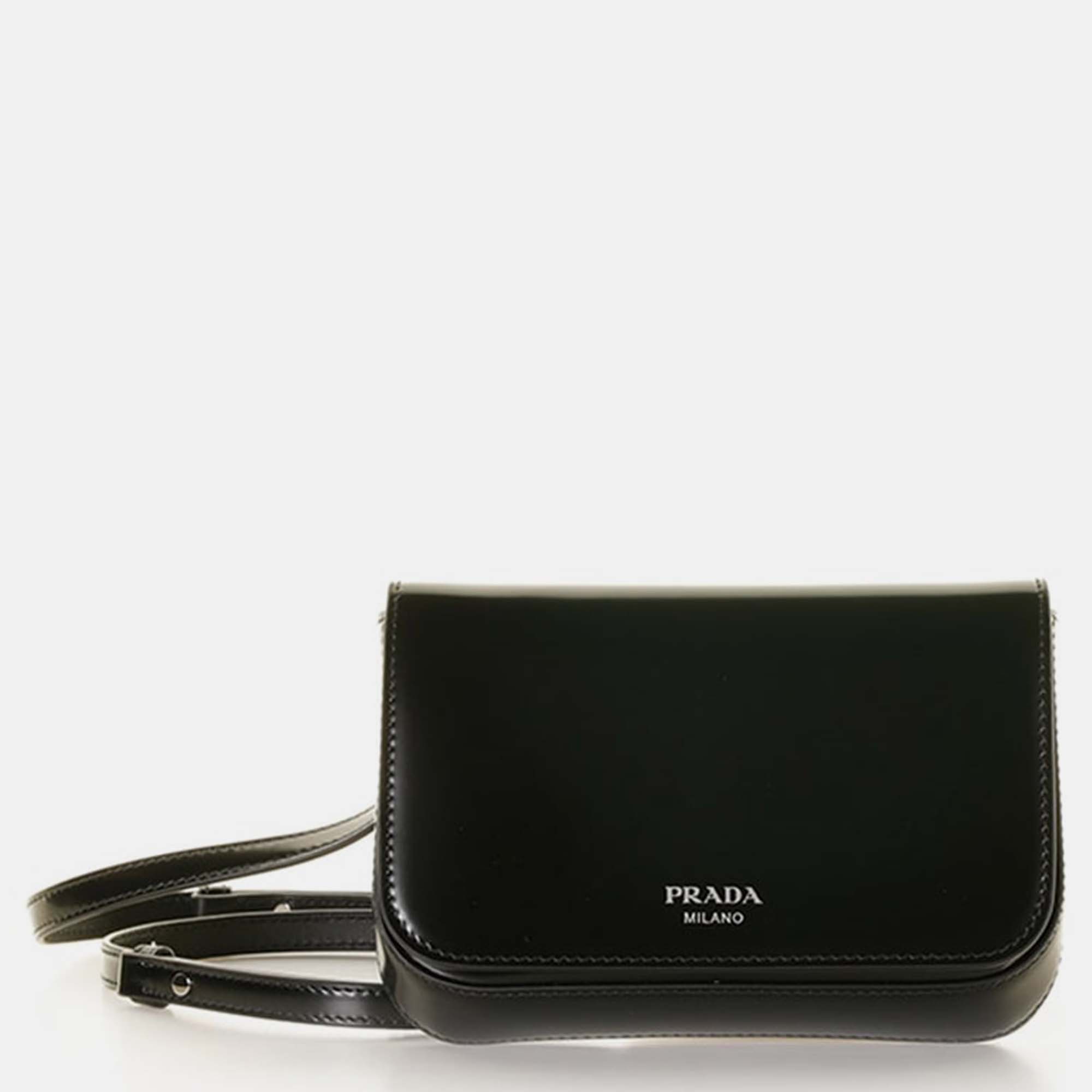 

Prada Black Leather Logo Mini Shoulder Bag