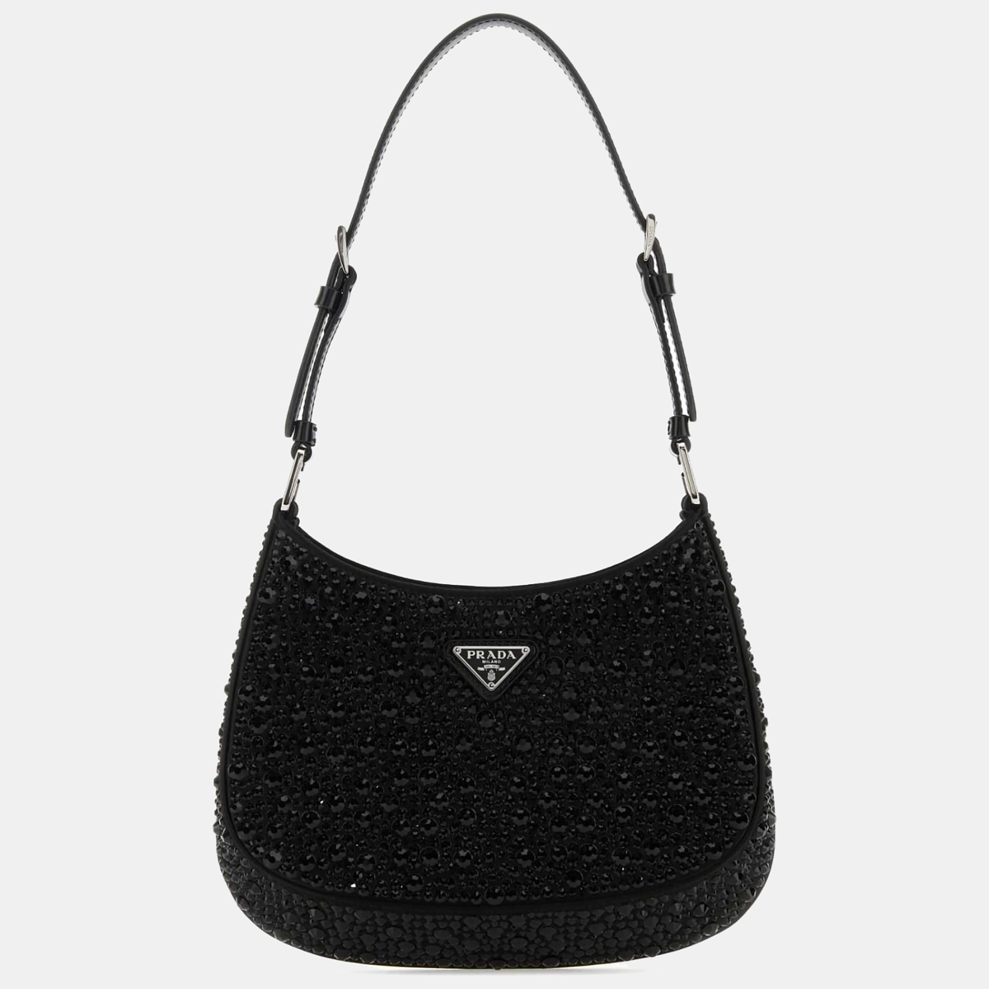 

Prada Black Satin Cleo with Crystals Shoulder Bag