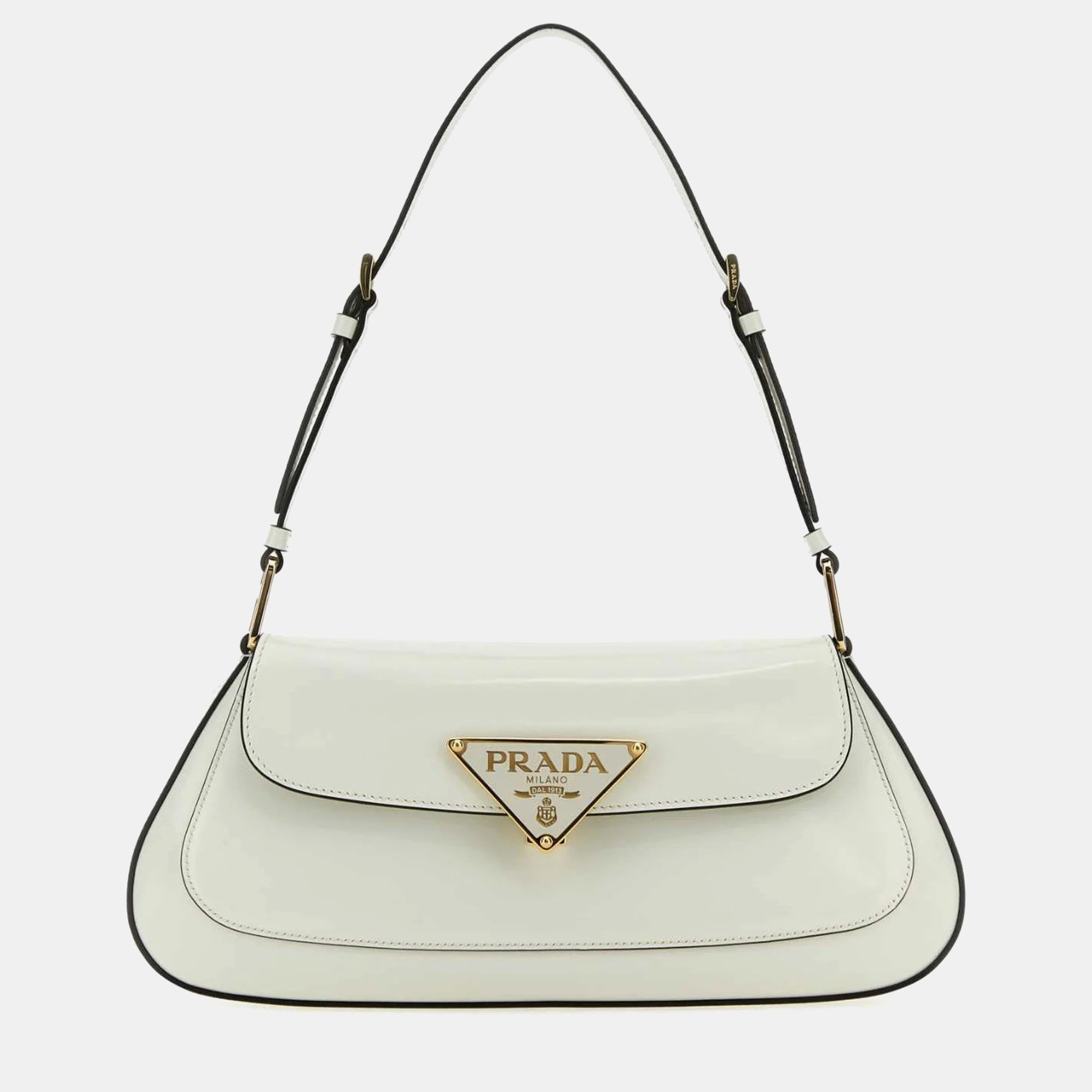 

Prada Bianco1N Leather Shoulder Bag, White